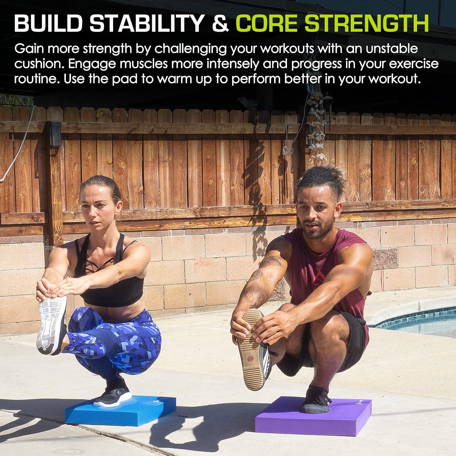 imageProsourceFit Exercise Balance Pad  NonSlip Cushioned Foam Mat ampamp Knee Pad for Fitness and Stability Training Yoga Physical TherapyBlue  L  155 x 1275