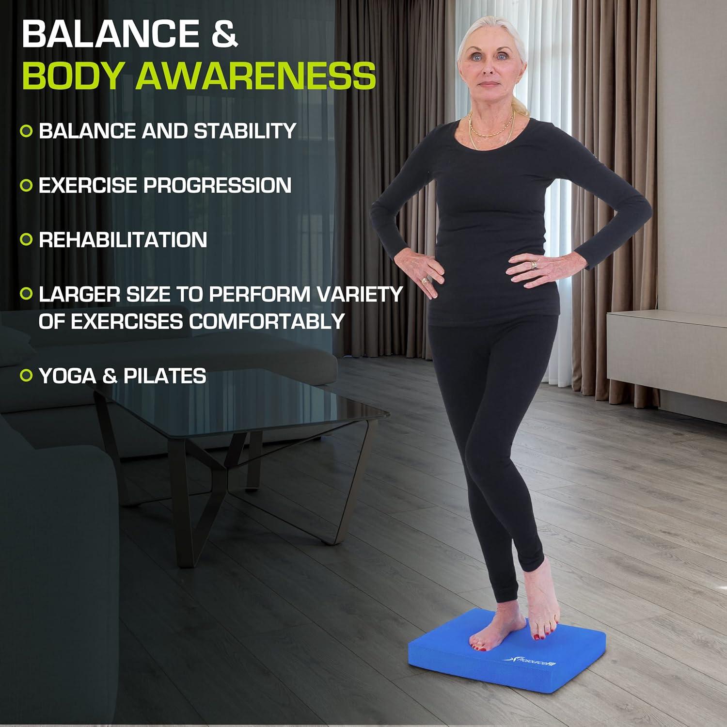 imageProsourceFit Exercise Balance Pad  NonSlip Cushioned Foam Mat ampamp Knee Pad for Fitness and Stability Training Yoga Physical TherapyBlue  XL  1875 x 15