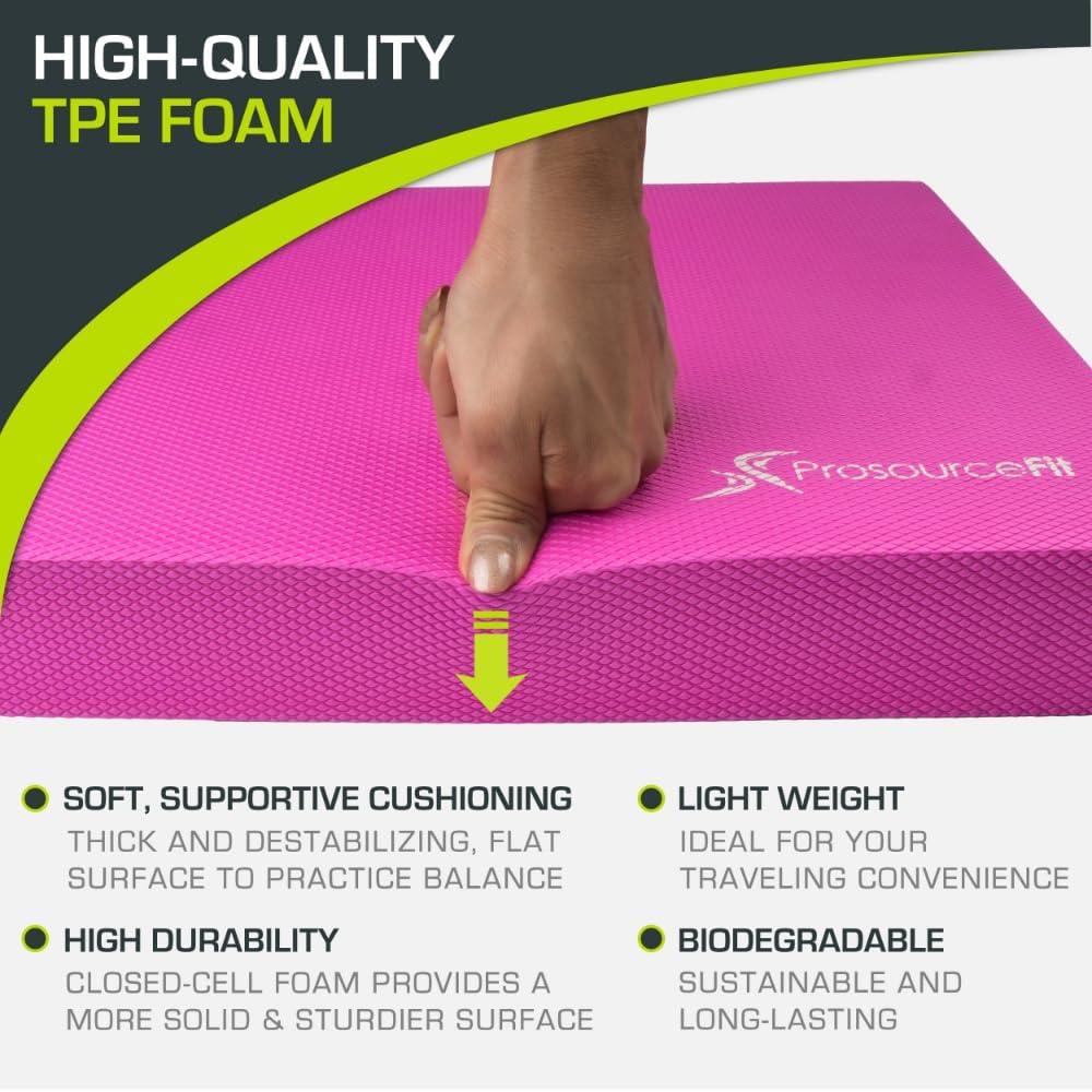 imageProsourceFit Exercise Balance Pad  NonSlip Cushioned Foam Mat ampamp Knee Pad for Fitness and Stability Training Yoga Physical TherapyPink  L  155 x 1275