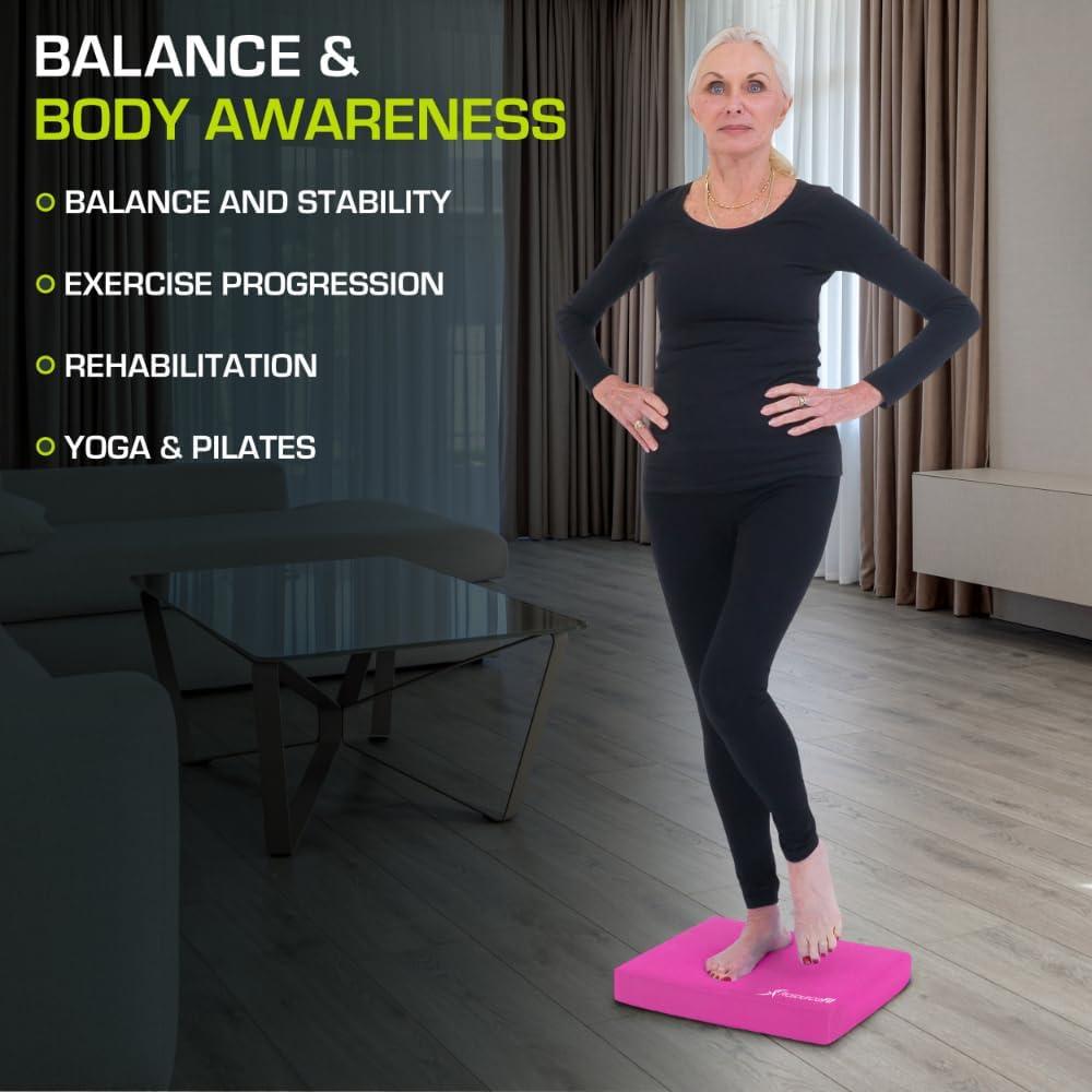 imageProsourceFit Exercise Balance Pad  NonSlip Cushioned Foam Mat ampamp Knee Pad for Fitness and Stability Training Yoga Physical TherapyPink  L  155 x 1275