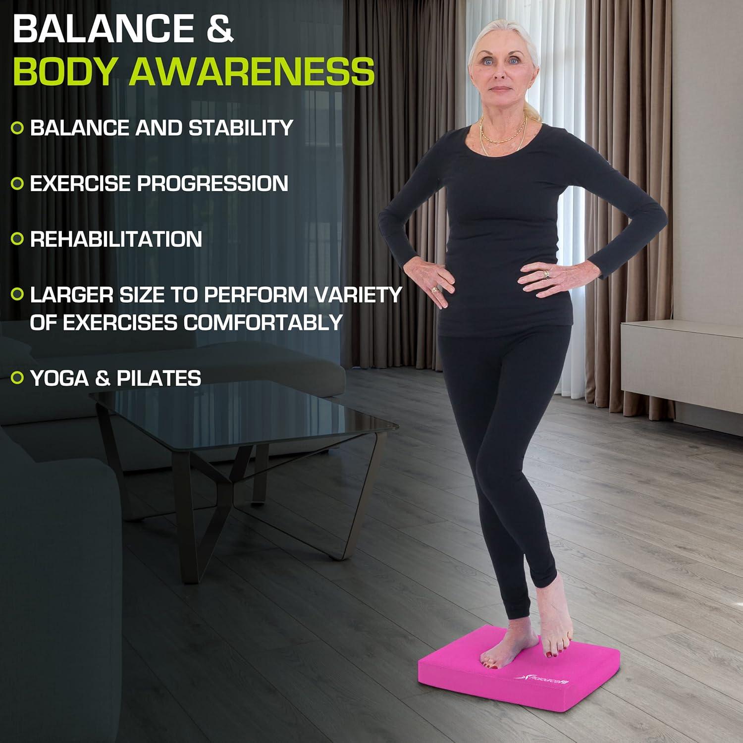 imageProsourceFit Exercise Balance Pad  NonSlip Cushioned Foam Mat ampamp Knee Pad for Fitness and Stability Training Yoga Physical TherapyPink  XL  1875 x 15