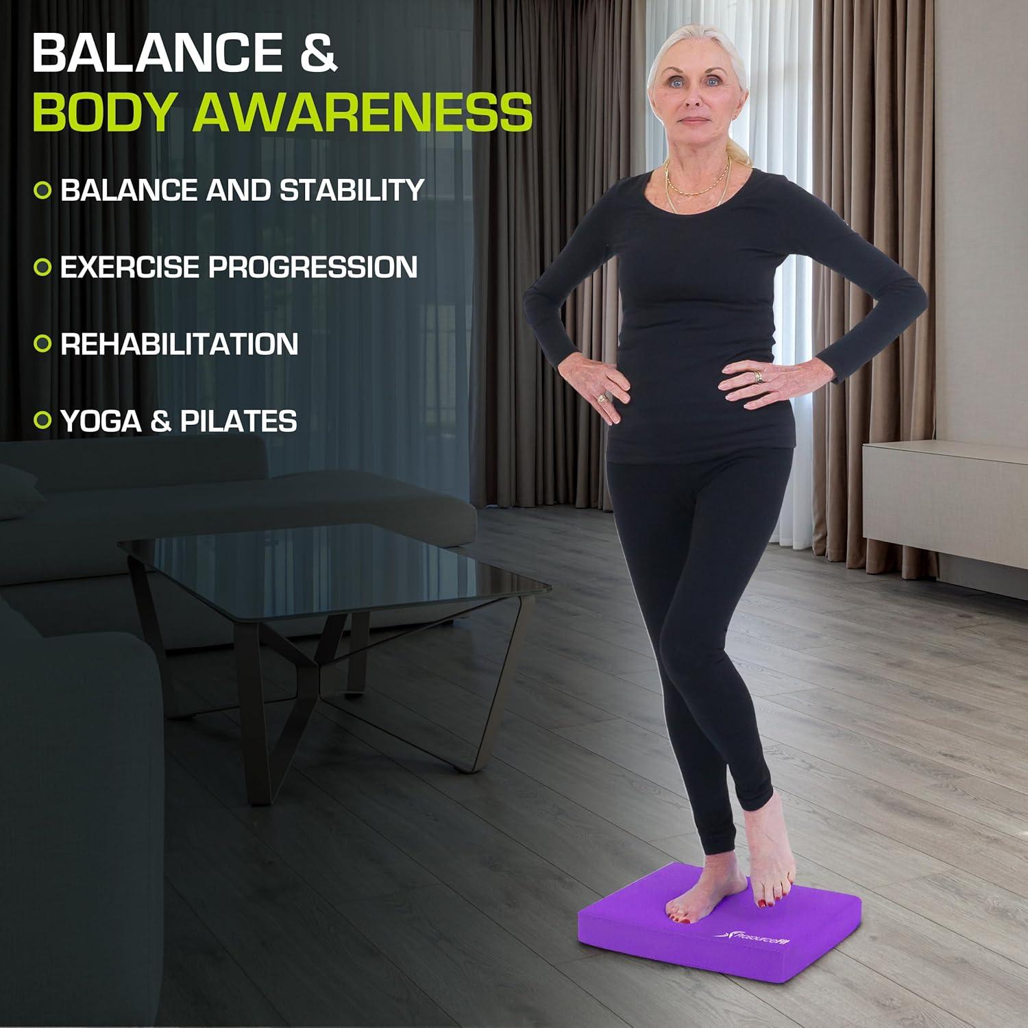 imageProsourceFit Exercise Balance Pad  NonSlip Cushioned Foam Mat ampamp Knee Pad for Fitness and Stability Training Yoga Physical TherapyPurple  L  155 x 1275