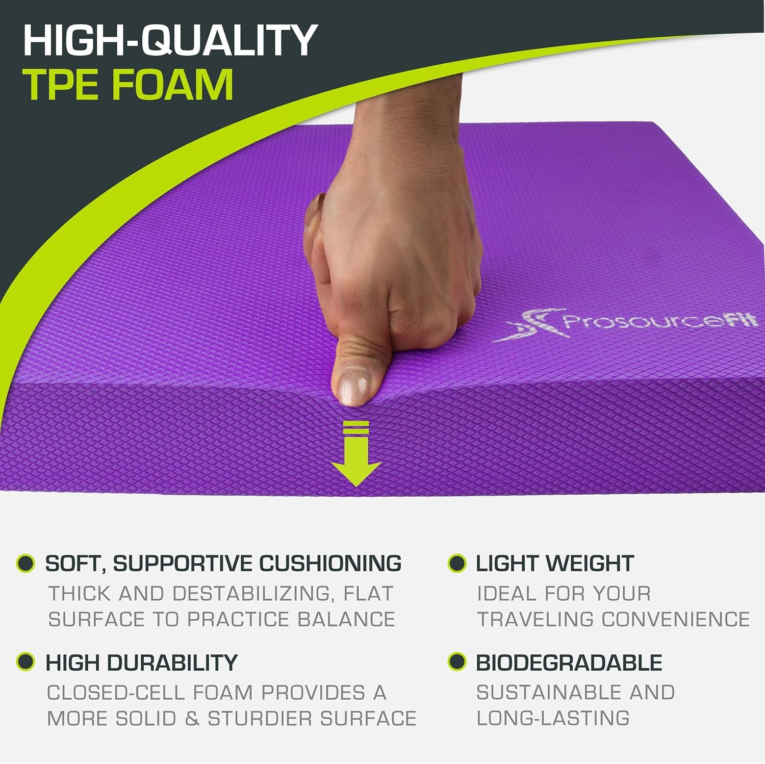 imageProsourceFit Exercise Balance Pad  NonSlip Cushioned Foam Mat ampamp Knee Pad for Fitness and Stability Training Yoga Physical TherapyPurple  L  155 x 1275
