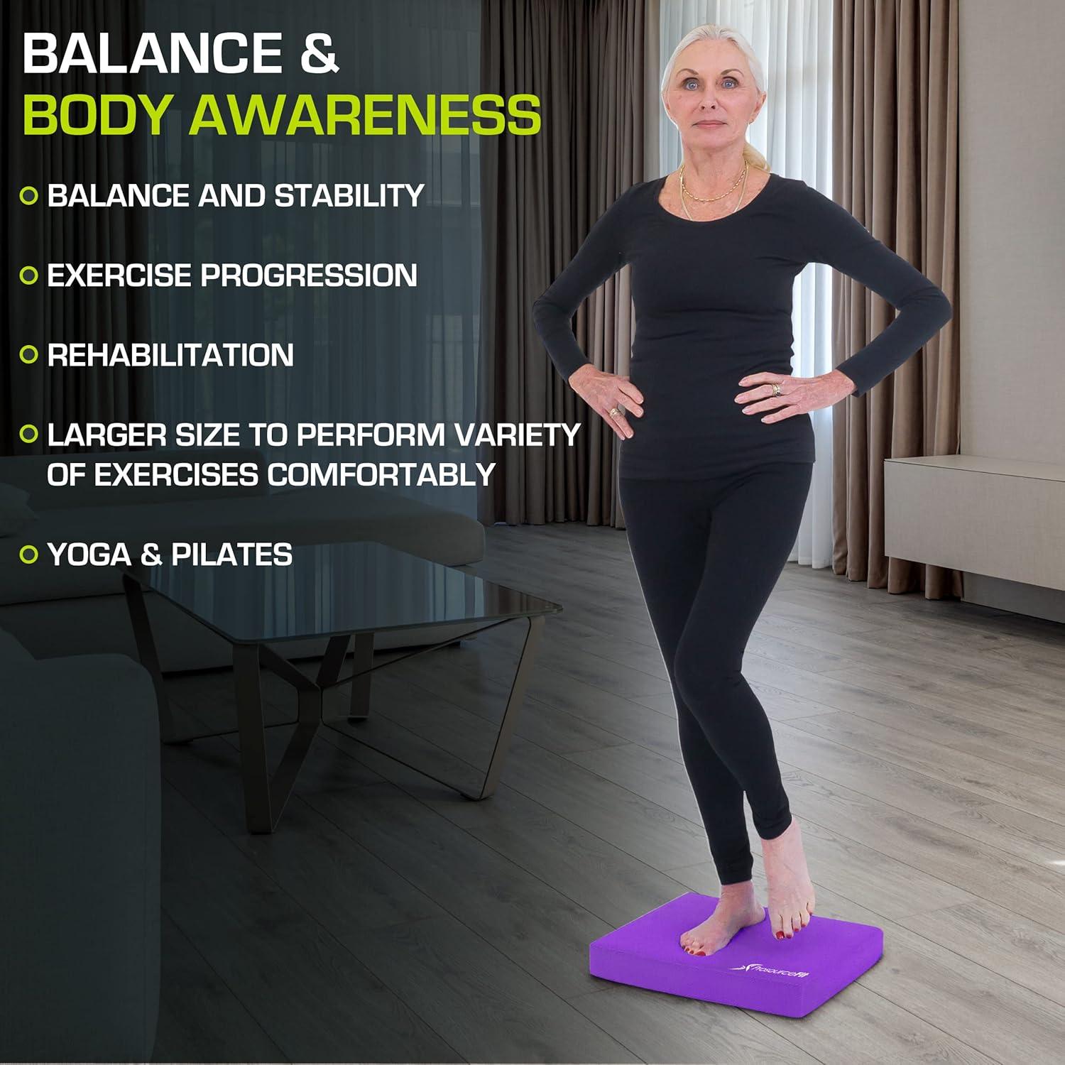 imageProsourceFit Exercise Balance Pad  NonSlip Cushioned Foam Mat ampamp Knee Pad for Fitness and Stability Training Yoga Physical TherapyPurple  XL  1875 x 15