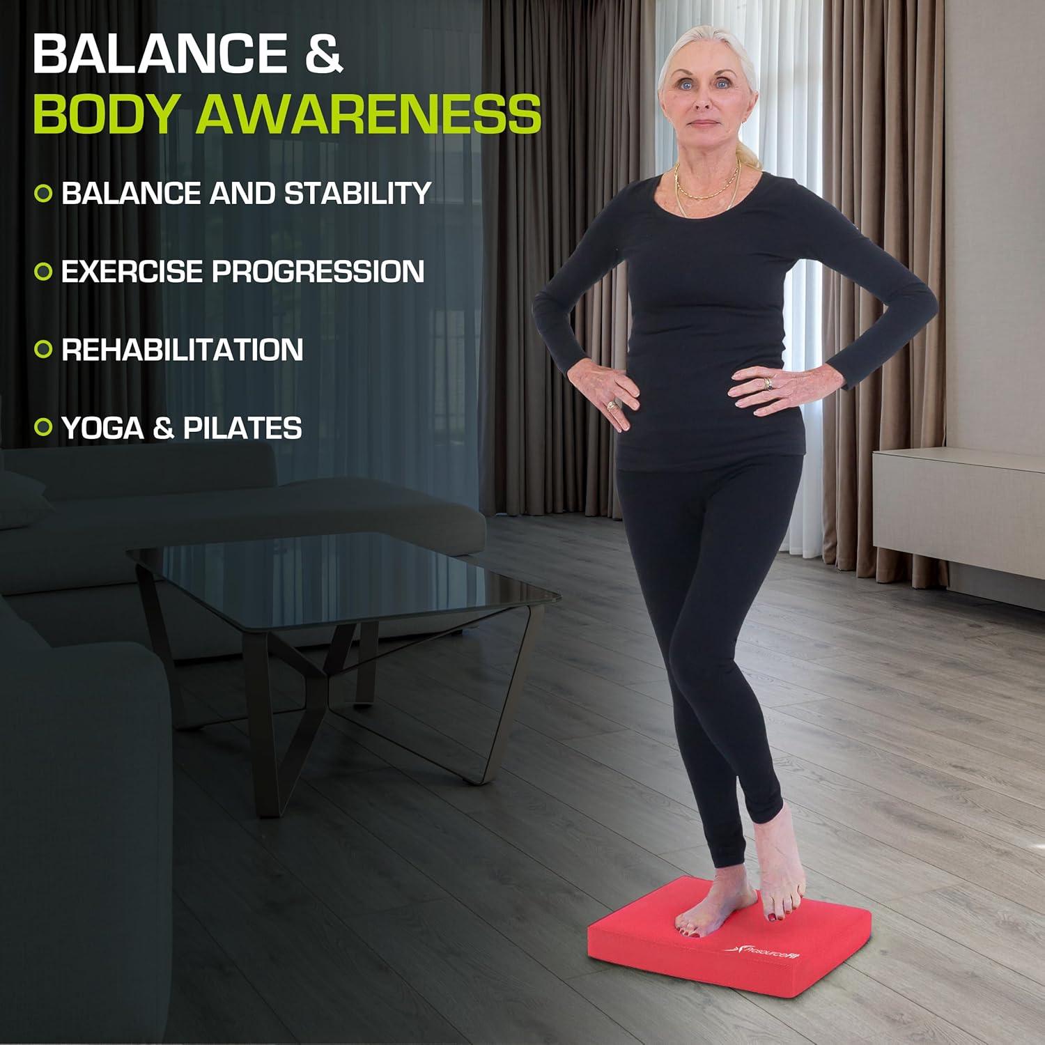 imageProsourceFit Exercise Balance Pad  NonSlip Cushioned Foam Mat ampamp Knee Pad for Fitness and Stability Training Yoga Physical TherapyRed  L  155 x 1275
