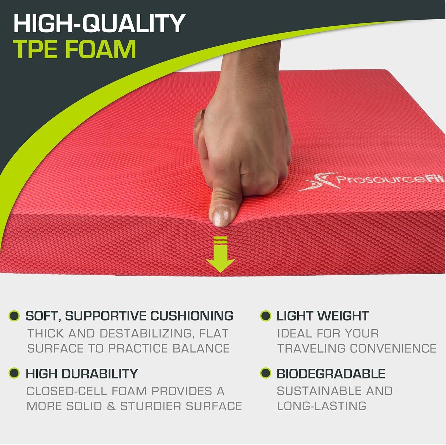 imageProsourceFit Exercise Balance Pad  NonSlip Cushioned Foam Mat ampamp Knee Pad for Fitness and Stability Training Yoga Physical TherapyRed  L  155 x 1275