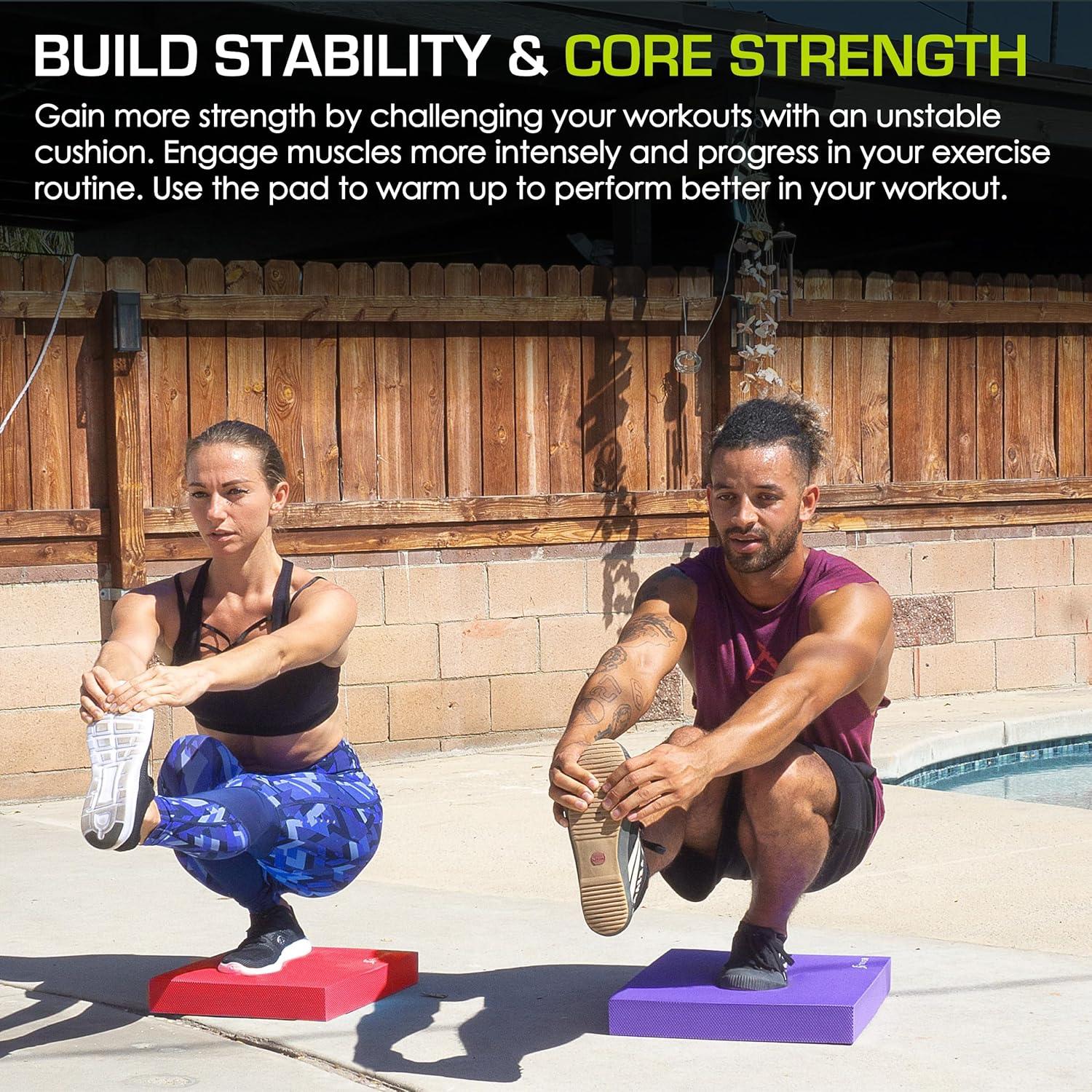 imageProsourceFit Exercise Balance Pad  NonSlip Cushioned Foam Mat ampamp Knee Pad for Fitness and Stability Training Yoga Physical TherapyRed  L  155 x 1275