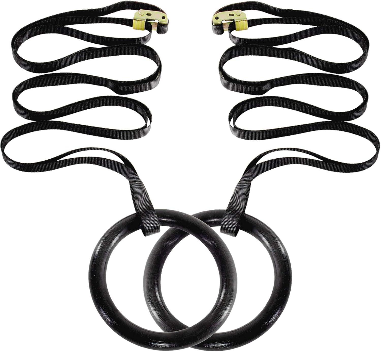 imageProsourceFit Fitness Gymnastics Rings with Straps for Total Body Conditioning at HomeBlack  Lexan