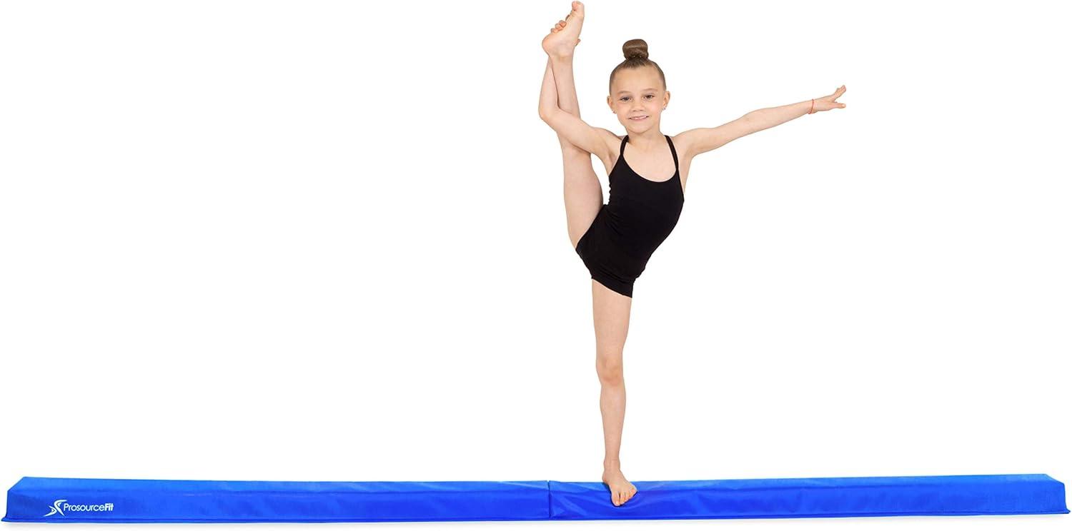 imageProsourceFit Gymnastics Balance Beam for Kids 9ft Long Firm Folding Floor Beam with NonSlip 4inch Wide Surface for Safe Gymnastics Practice at Home or GymBlue