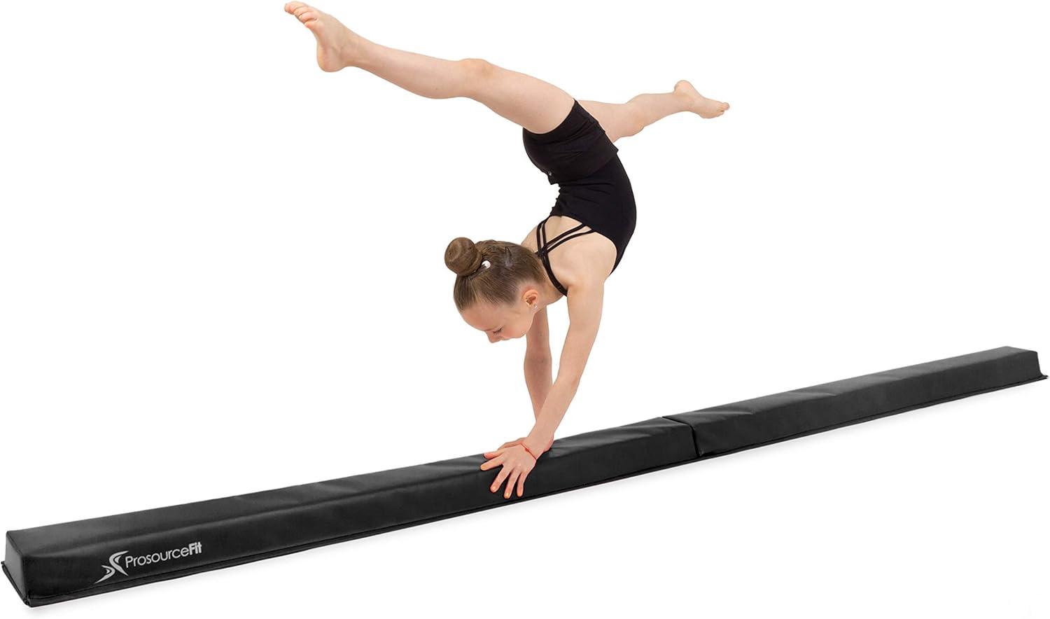 imageProsourceFit Gymnastics Balance Beam for Kids 9ft Long Firm Folding Floor Beam with NonSlip 4inch Wide Surface for Safe Gymnastics Practice at Home or GymBlack