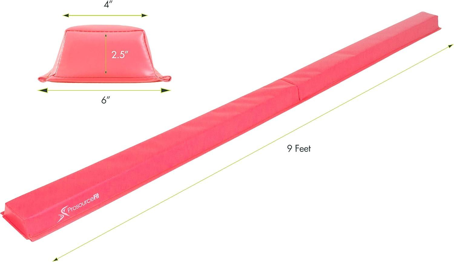 imageProsourceFit Gymnastics Balance Beam for Kids 9ft Long Firm Folding Floor Beam with NonSlip 4inch Wide Surface for Safe Gymnastics Practice at Home or GymPink