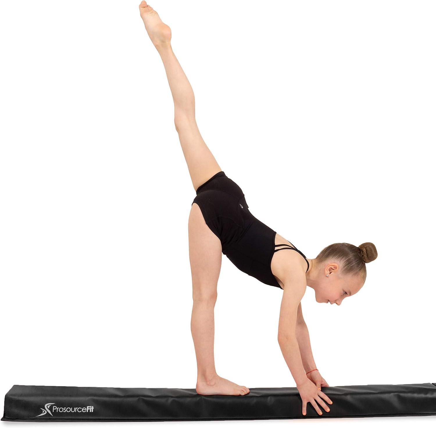 imageProsourceFit Gymnastics Balance Beam for Kids 9ft Long Firm Folding Floor Beam with NonSlip 4inch Wide Surface for Safe Gymnastics Practice at Home or GymBlack