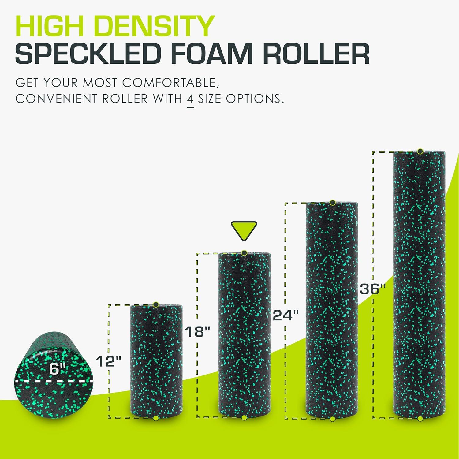 imageProsourceFit High Density Foam Rollers 36  inches LongFirm Full Body Athletic Massage Tool for Back Stretching Yoga Pilates Post Workout Muscle RecuperationBlackGreen
