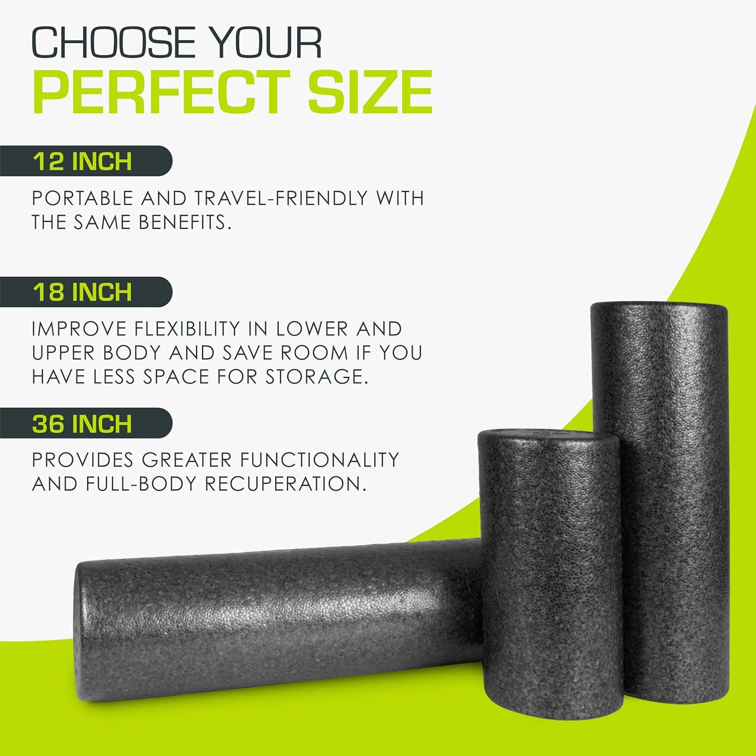 imageProsourceFit High Density Foam Rollers 36  inches LongFirm Full Body Athletic Massage Tool for Back Stretching Yoga Pilates Post Workout Muscle RecuperationBlack