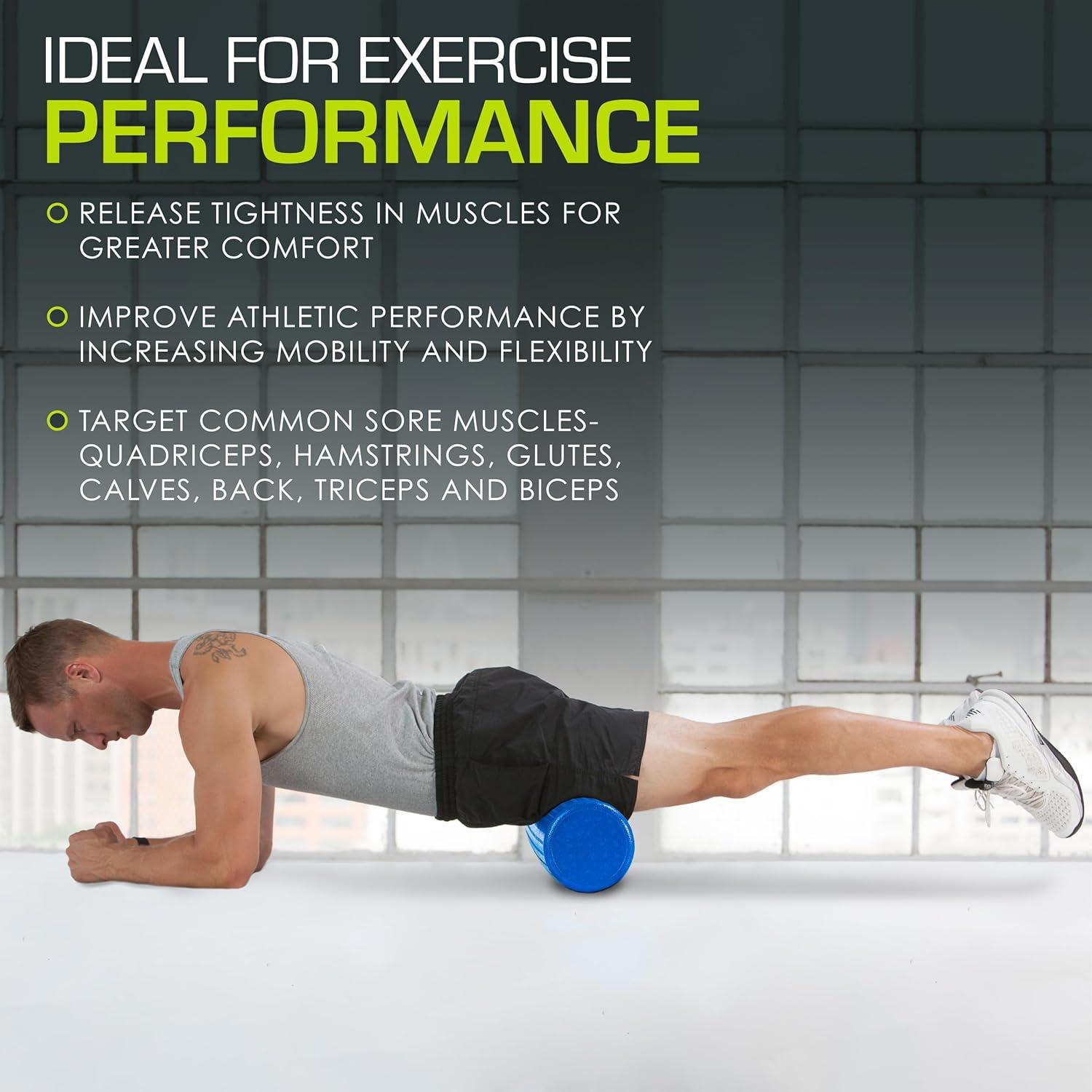 imageProsourceFit High Density Foam Rollers 36  inches LongFirm Full Body Athletic Massage Tool for Back Stretching Yoga Pilates Post Workout Muscle RecuperationBlue