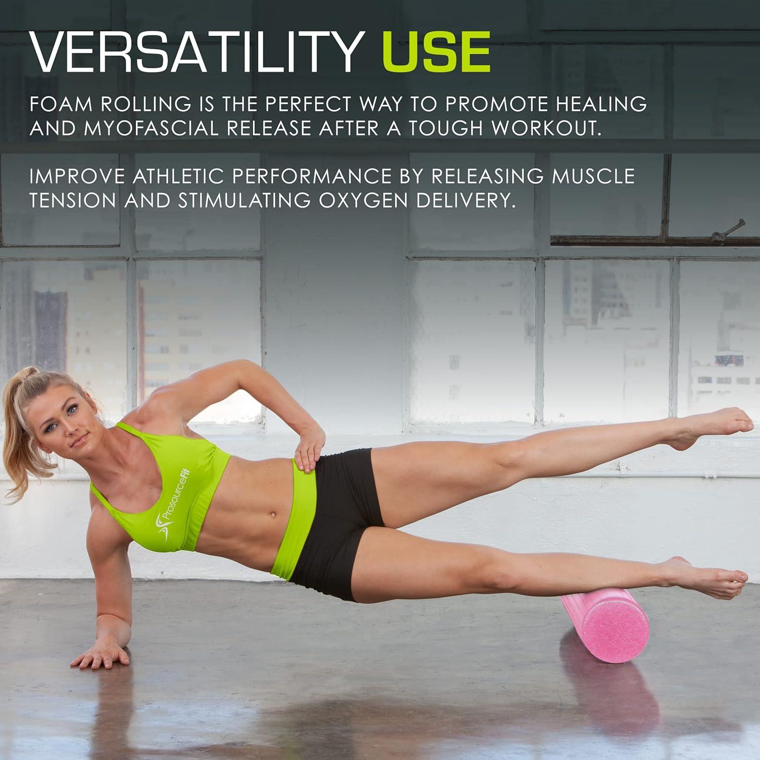 imageProsourceFit High Density Foam Rollers 36  inches LongFirm Full Body Athletic Massage Tool for Back Stretching Yoga Pilates Post Workout Muscle RecuperationPink