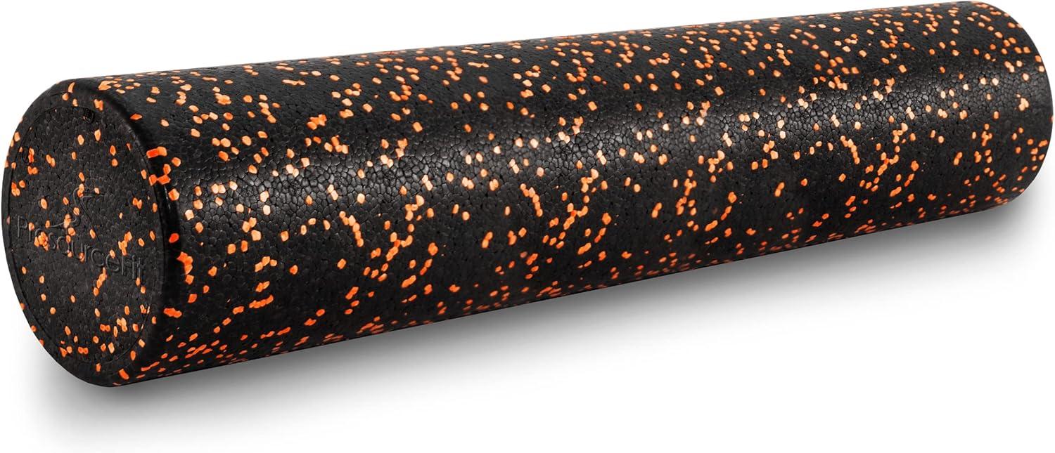 imageProsourceFit High Density Foam Rollers 36  inches LongFirm Full Body Athletic Massage Tool for Back Stretching Yoga Pilates Post Workout Muscle RecuperationBlackOrange