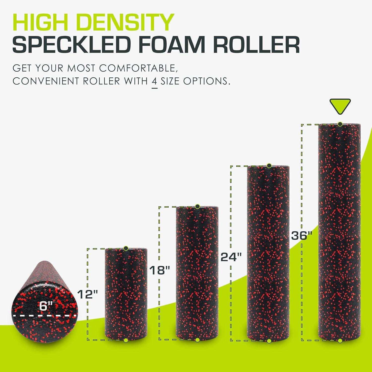 imageProsourceFit High Density Foam Rollers 36  inches LongFirm Full Body Athletic Massage Tool for Back Stretching Yoga Pilates Post Workout Muscle RecuperationBlackRed