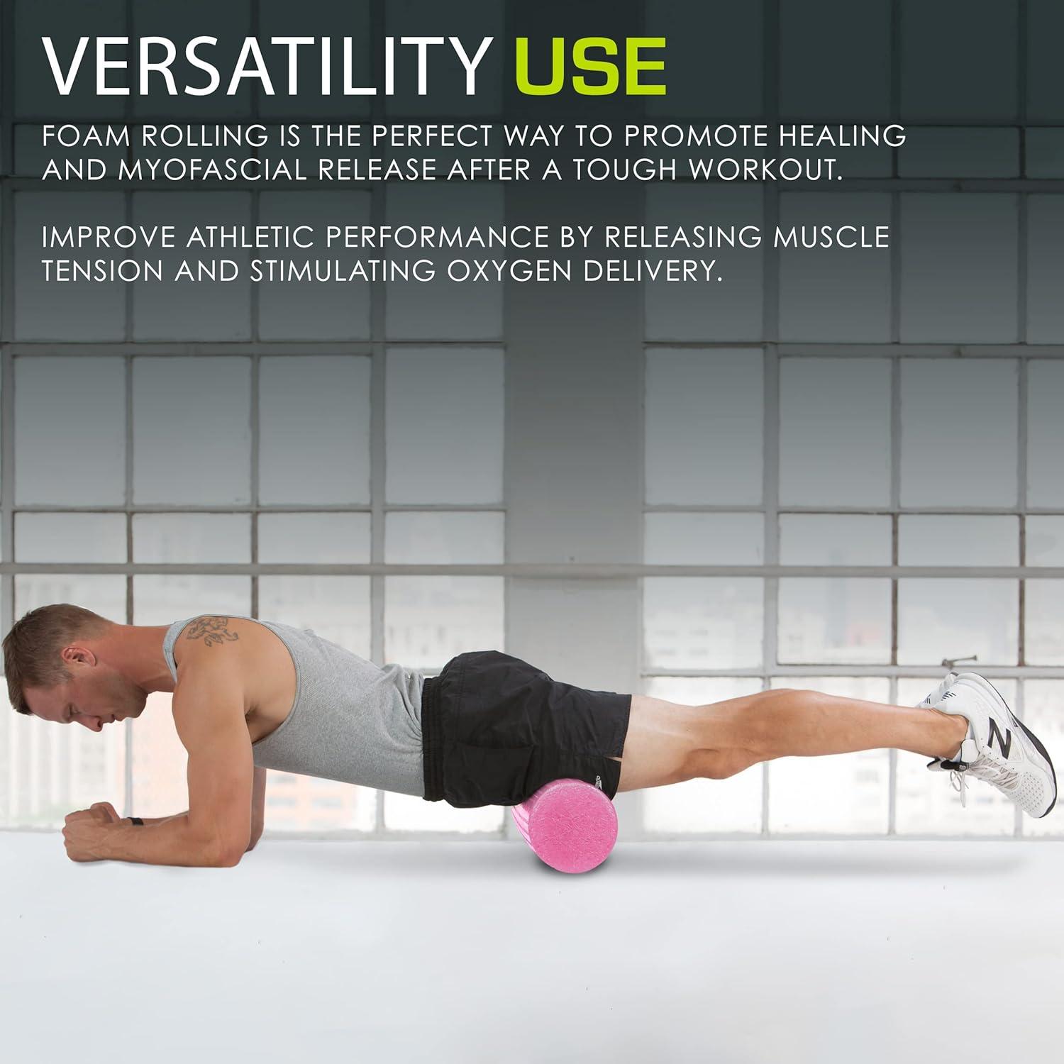 imageProsourceFit High Density Foam Rollers 36  inches LongFirm Full Body Athletic Massage Tool for Back Stretching Yoga Pilates Post Workout Muscle RecuperationPink