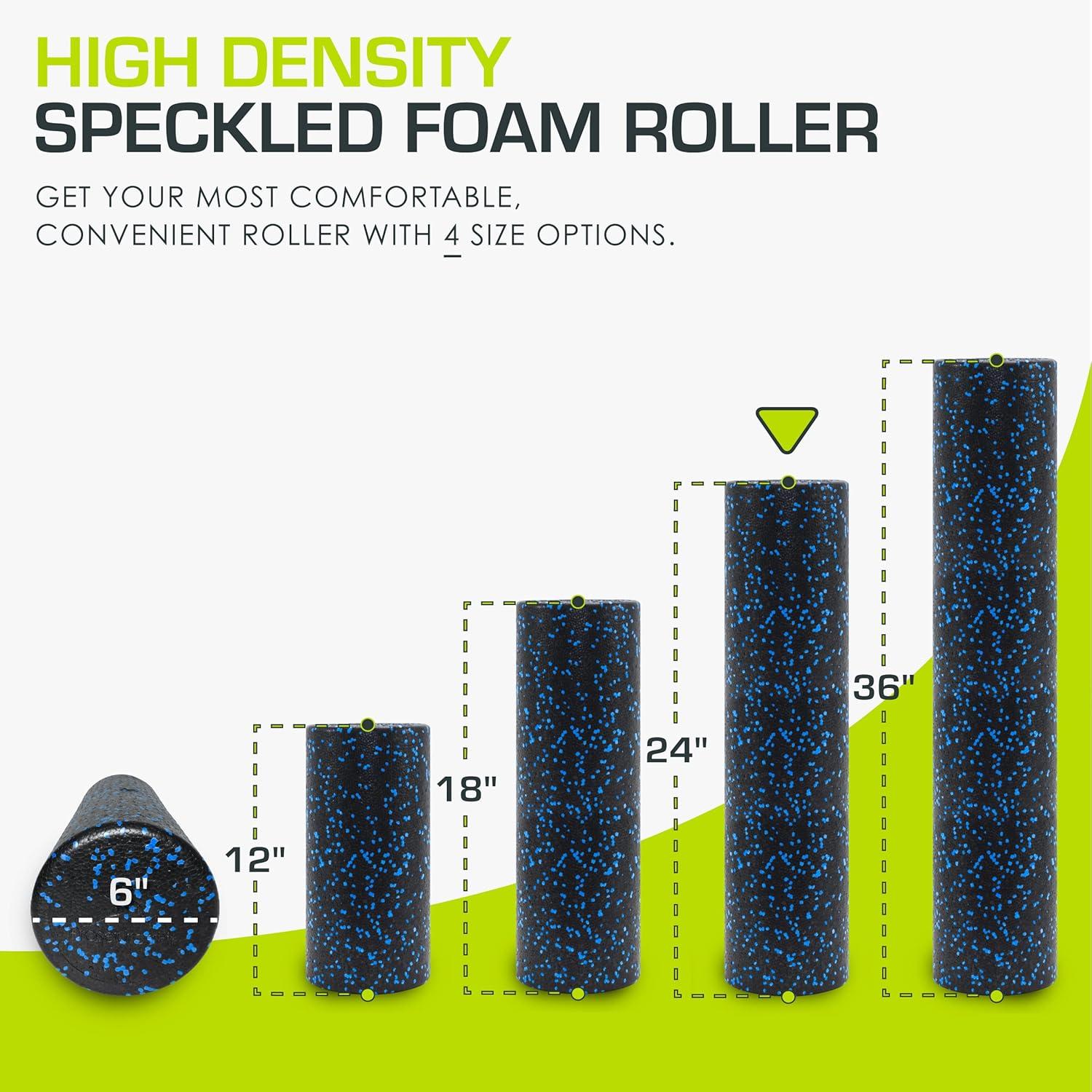 imageProsourceFit High Density Foam Rollers 36  inches LongFirm Full Body Athletic Massage Tool for Back Stretching Yoga Pilates Post Workout Muscle RecuperationBlackBlue