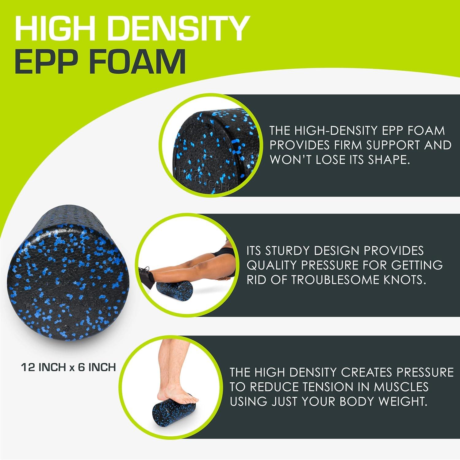 imageProsourceFit High Density Foam Rollers 36  inches LongFirm Full Body Athletic Massage Tool for Back Stretching Yoga Pilates Post Workout Muscle RecuperationBlackBlue