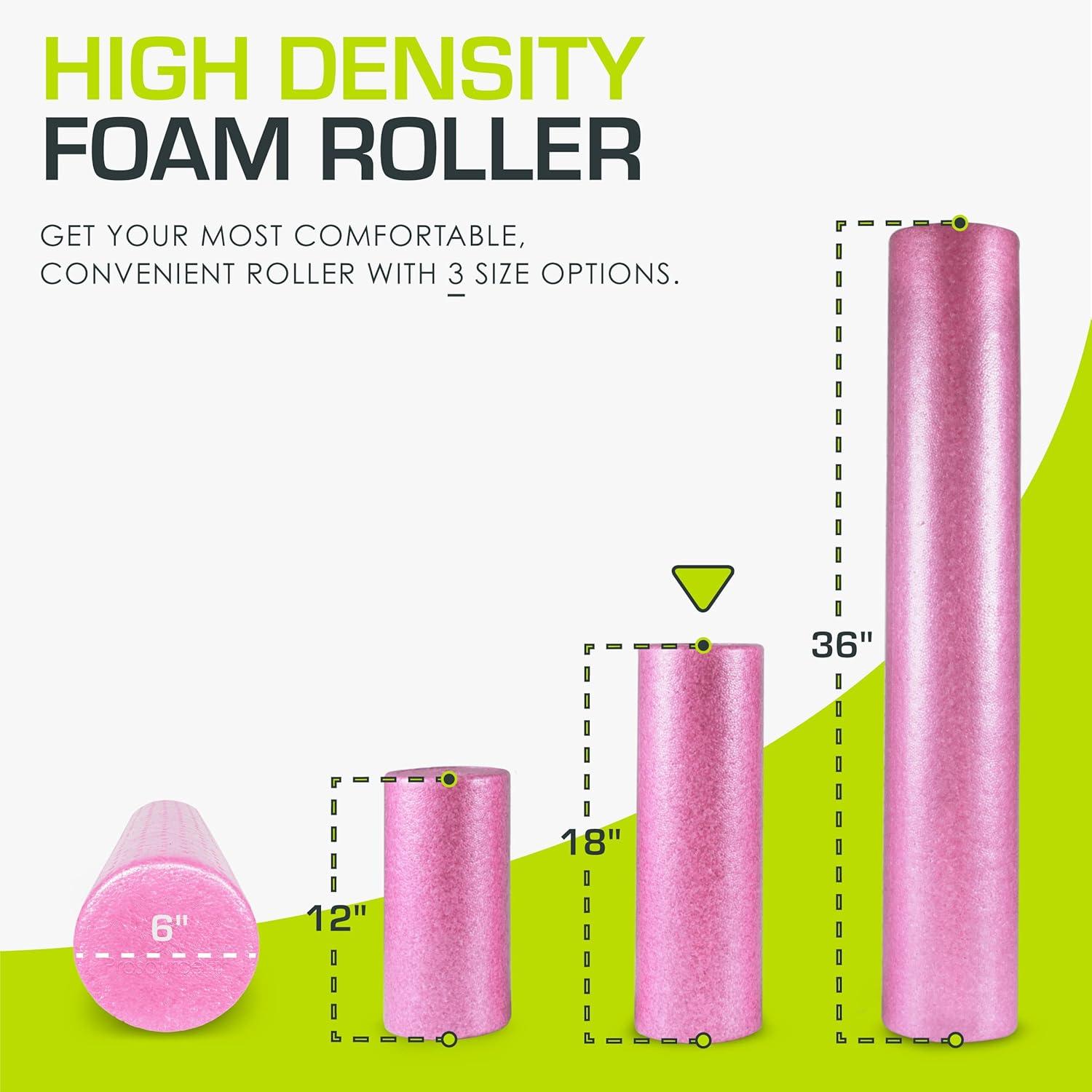 imageProsourceFit High Density Foam Rollers 36  inches LongFirm Full Body Athletic Massage Tool for Back Stretching Yoga Pilates Post Workout Muscle RecuperationPink