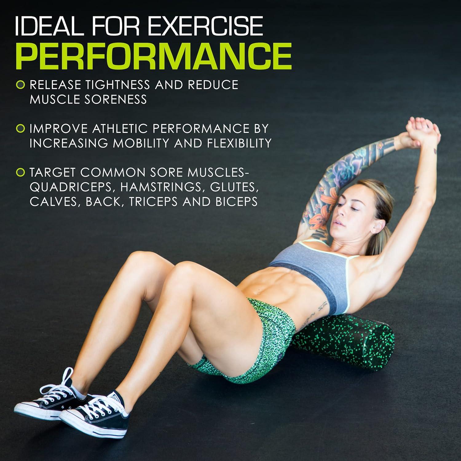 imageProsourceFit High Density Foam Rollers 36  inches LongFirm Full Body Athletic Massage Tool for Back Stretching Yoga Pilates Post Workout Muscle RecuperationBlackGreen