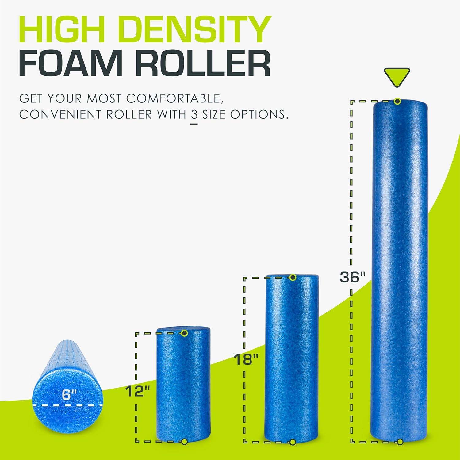 imageProsourceFit High Density Foam Rollers 36  inches LongFirm Full Body Athletic Massage Tool for Back Stretching Yoga Pilates Post Workout Muscle RecuperationBlue