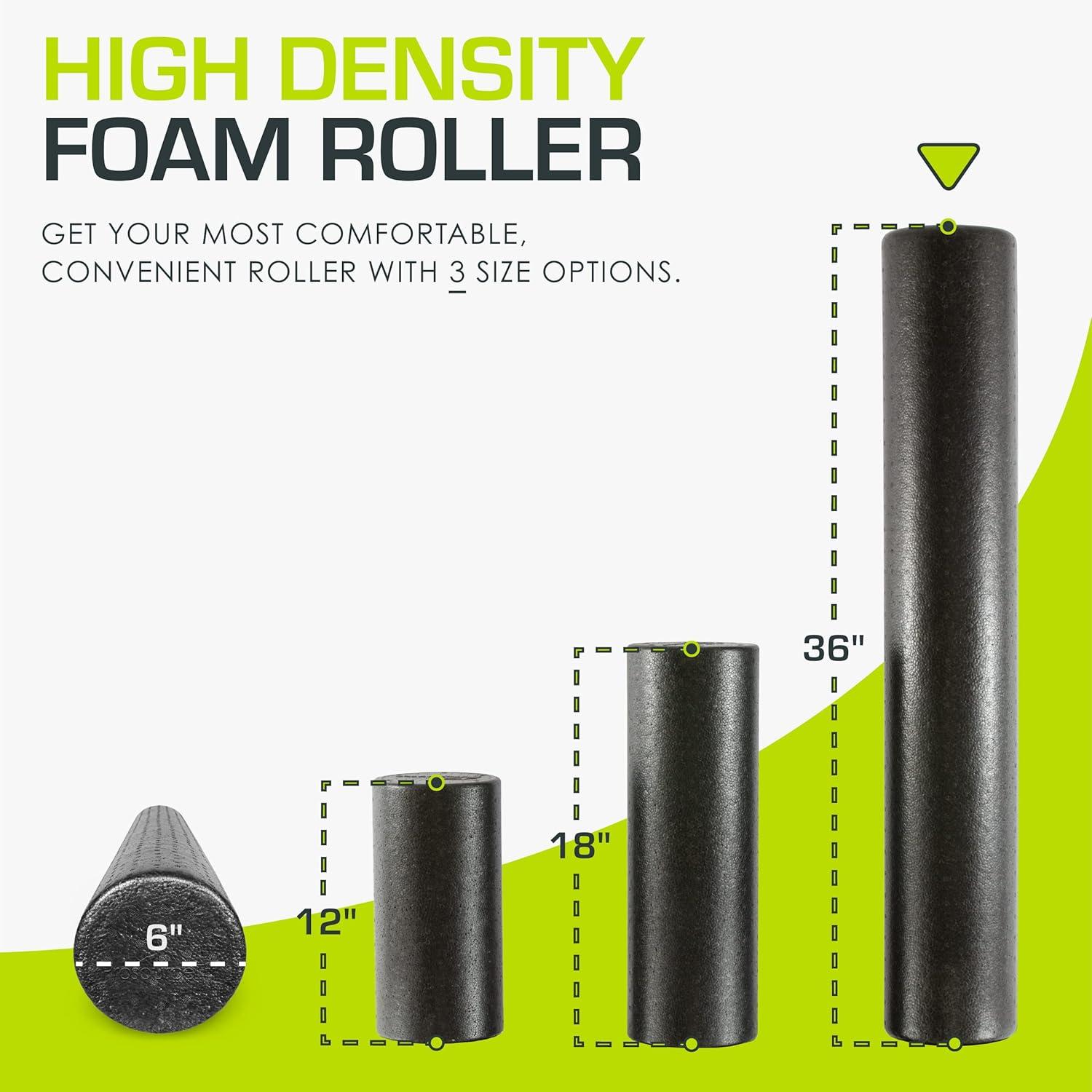 imageProsourceFit High Density Foam Rollers 36  inches LongFirm Full Body Athletic Massage Tool for Back Stretching Yoga Pilates Post Workout Muscle RecuperationBlack