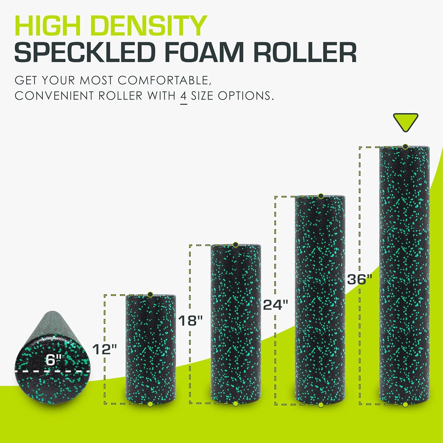 imageProsourceFit High Density Foam Rollers 36  inches LongFirm Full Body Athletic Massage Tool for Back Stretching Yoga Pilates Post Workout Muscle RecuperationBlackGreen