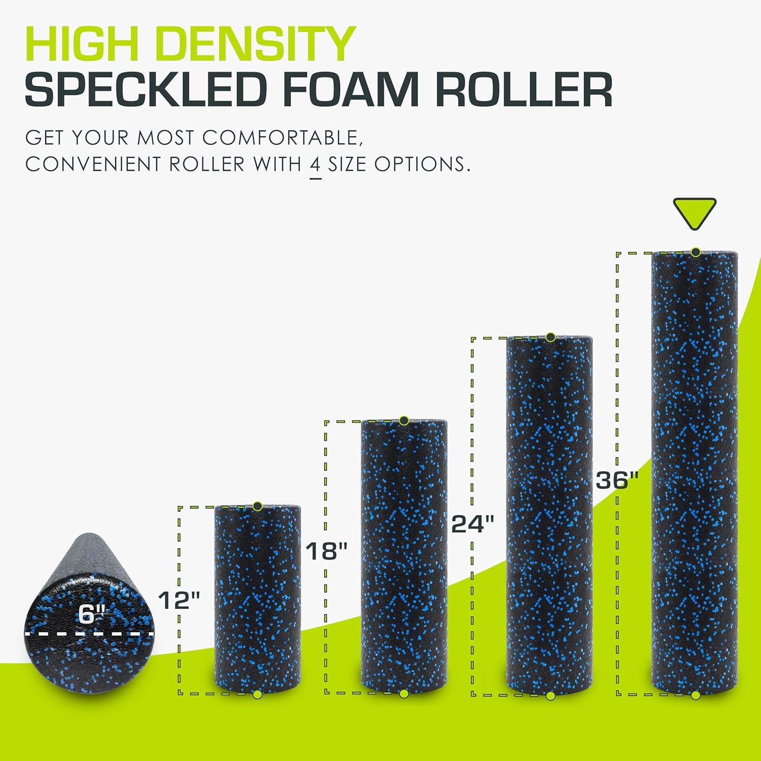imageProsourceFit High Density Foam Rollers 36  inches LongFirm Full Body Athletic Massage Tool for Back Stretching Yoga Pilates Post Workout Muscle RecuperationBlackBlue