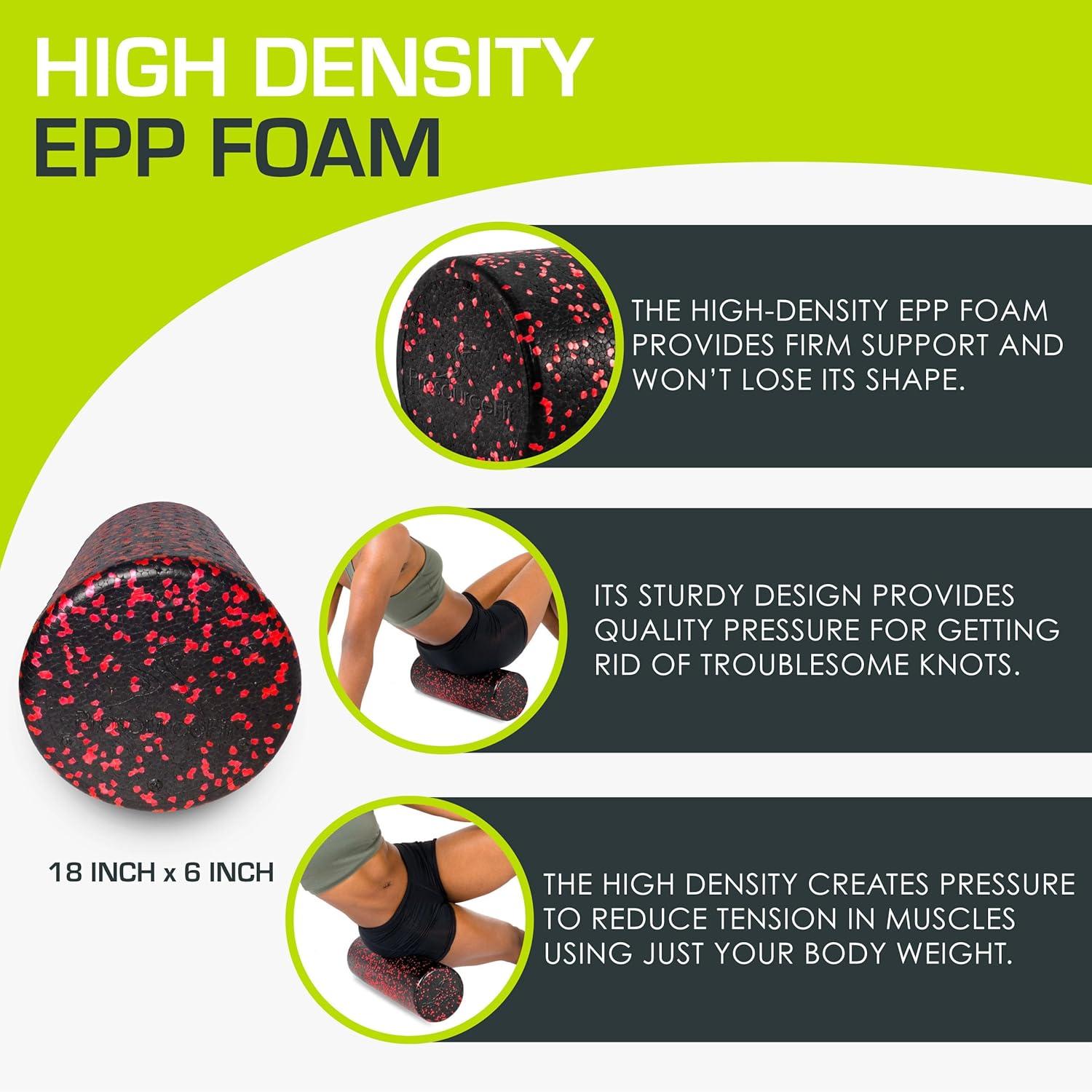 imageProsourceFit High Density Foam Rollers 36  inches LongFirm Full Body Athletic Massage Tool for Back Stretching Yoga Pilates Post Workout Muscle RecuperationBlackRed