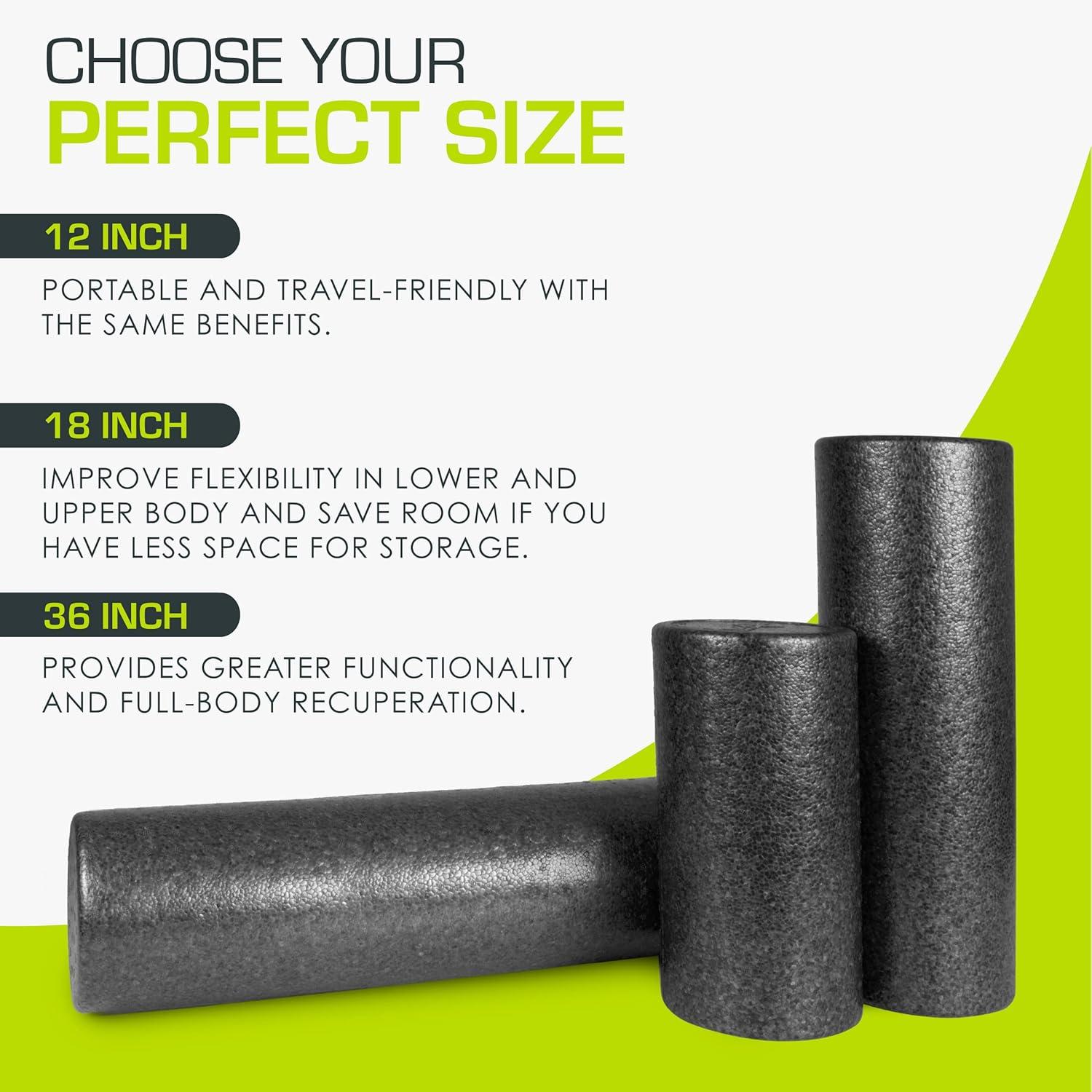 imageProsourceFit High Density Foam Rollers 36  inches LongFirm Full Body Athletic Massage Tool for Back Stretching Yoga Pilates Post Workout Muscle RecuperationBlack