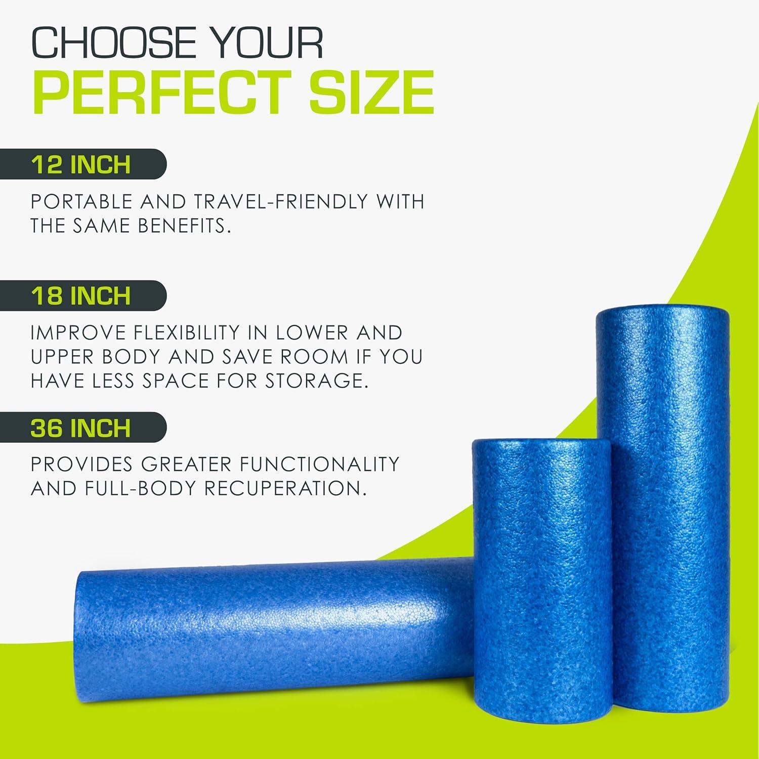 imageProsourceFit High Density Foam Rollers 36  inches LongFirm Full Body Athletic Massage Tool for Back Stretching Yoga Pilates Post Workout Muscle RecuperationBlue