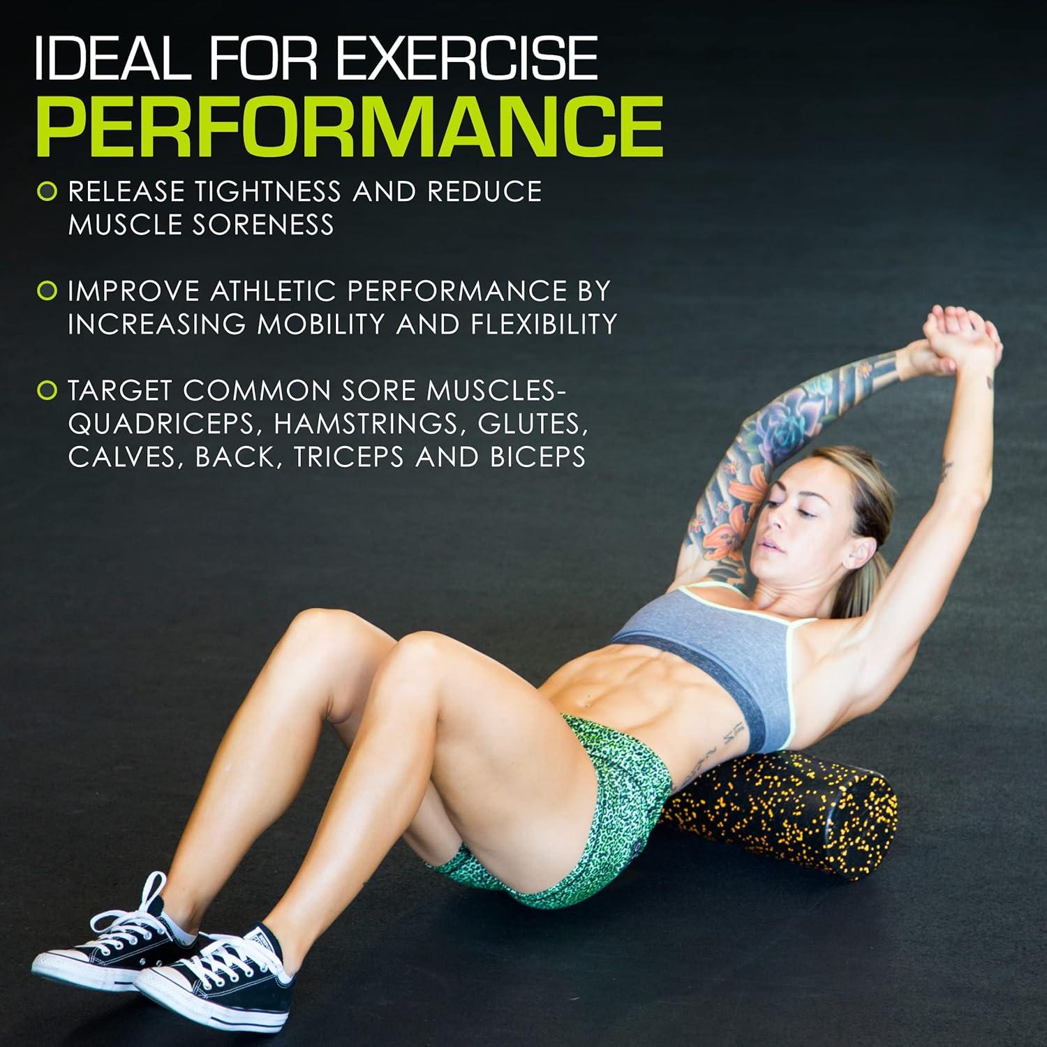imageProsourceFit High Density Foam Rollers 36  inches LongFirm Full Body Athletic Massage Tool for Back Stretching Yoga Pilates Post Workout Muscle RecuperationBlackOrange