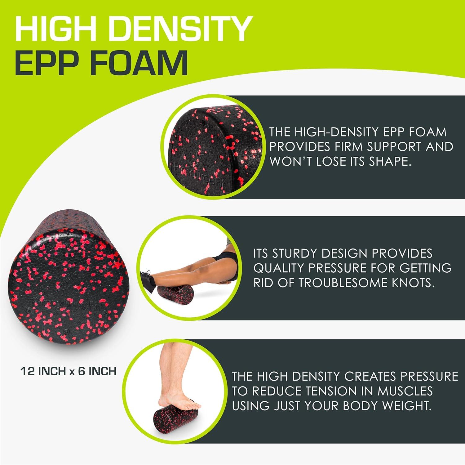 imageProsourceFit High Density Foam Rollers 36  inches LongFirm Full Body Athletic Massage Tool for Back Stretching Yoga Pilates Post Workout Muscle RecuperationBlackRed