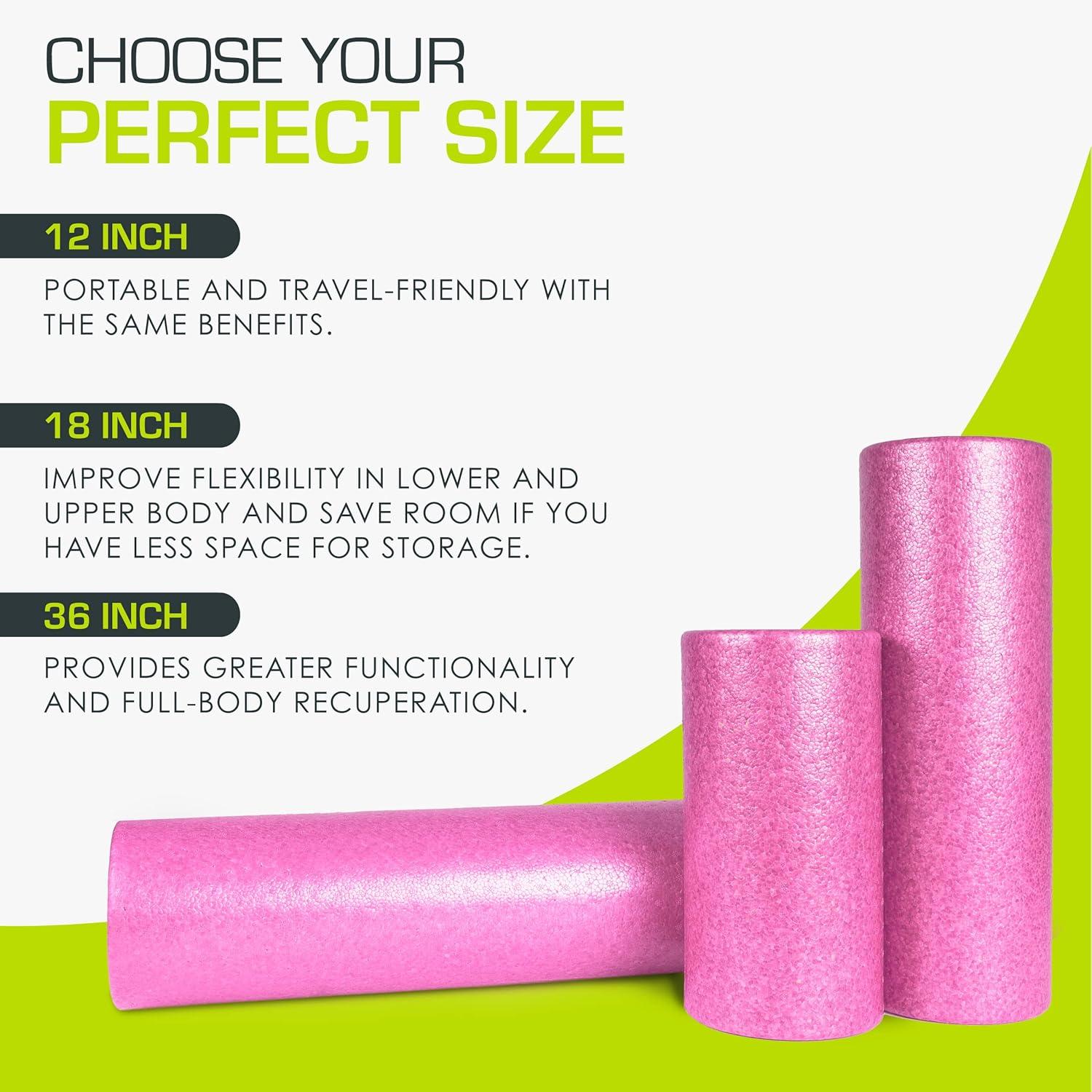 imageProsourceFit High Density Foam Rollers 36  inches LongFirm Full Body Athletic Massage Tool for Back Stretching Yoga Pilates Post Workout Muscle RecuperationPink