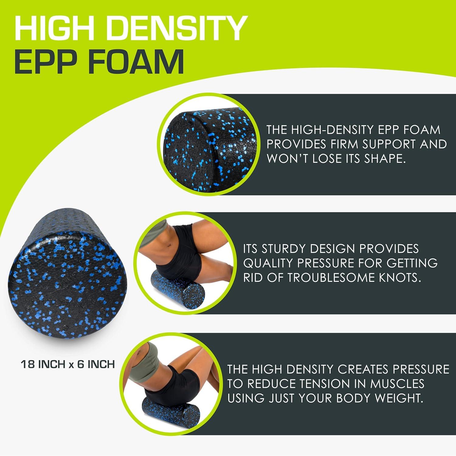 imageProsourceFit High Density Foam Rollers 36  inches LongFirm Full Body Athletic Massage Tool for Back Stretching Yoga Pilates Post Workout Muscle RecuperationBlackBlue
