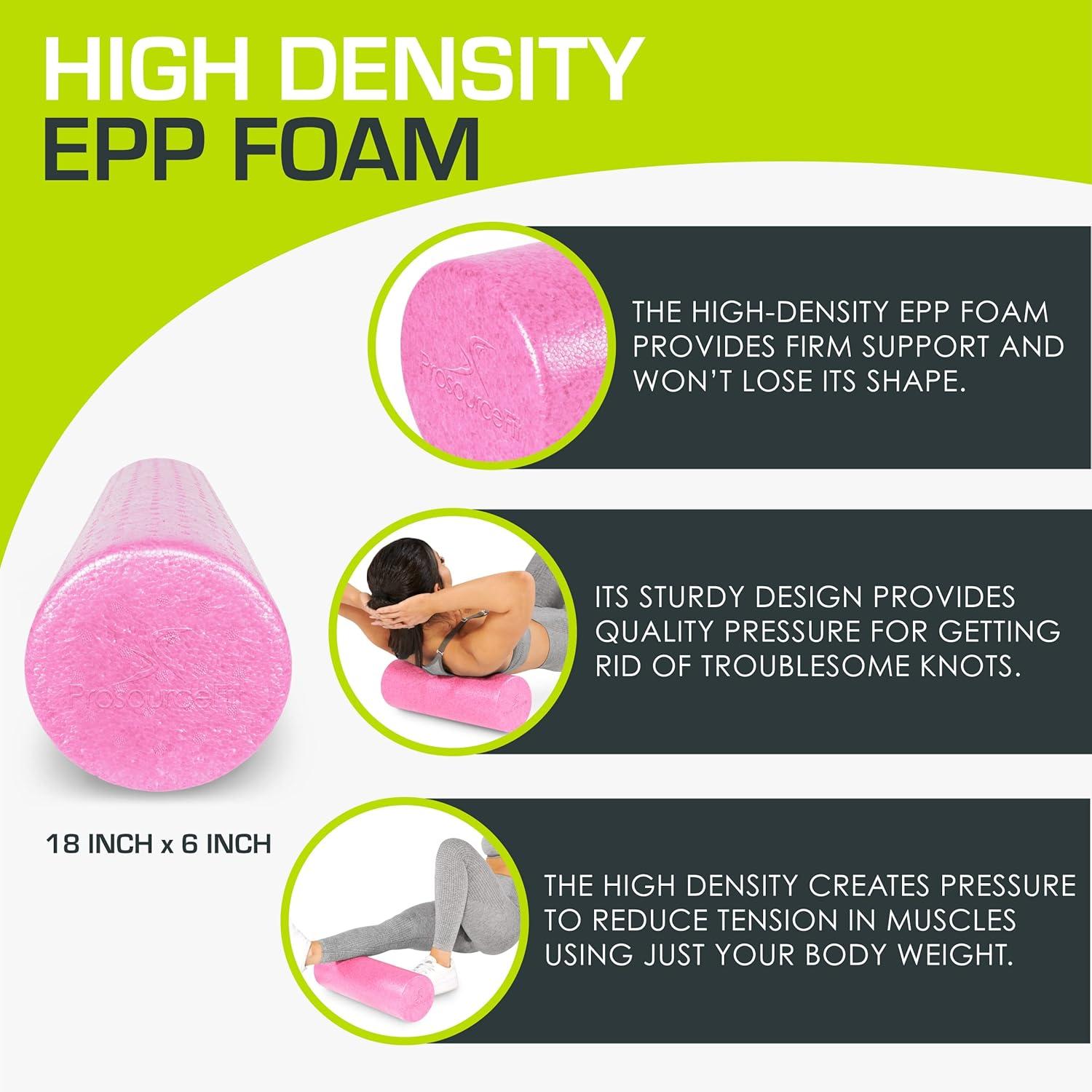 imageProsourceFit High Density Foam Rollers 36  inches LongFirm Full Body Athletic Massage Tool for Back Stretching Yoga Pilates Post Workout Muscle RecuperationPink