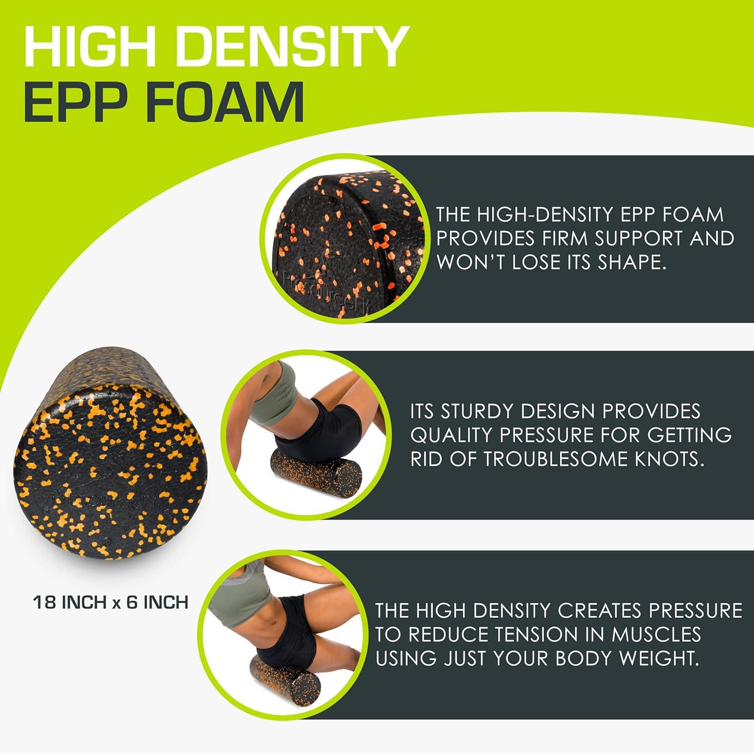 imageProsourceFit High Density Foam Rollers 36  inches LongFirm Full Body Athletic Massage Tool for Back Stretching Yoga Pilates Post Workout Muscle RecuperationBlackOrange