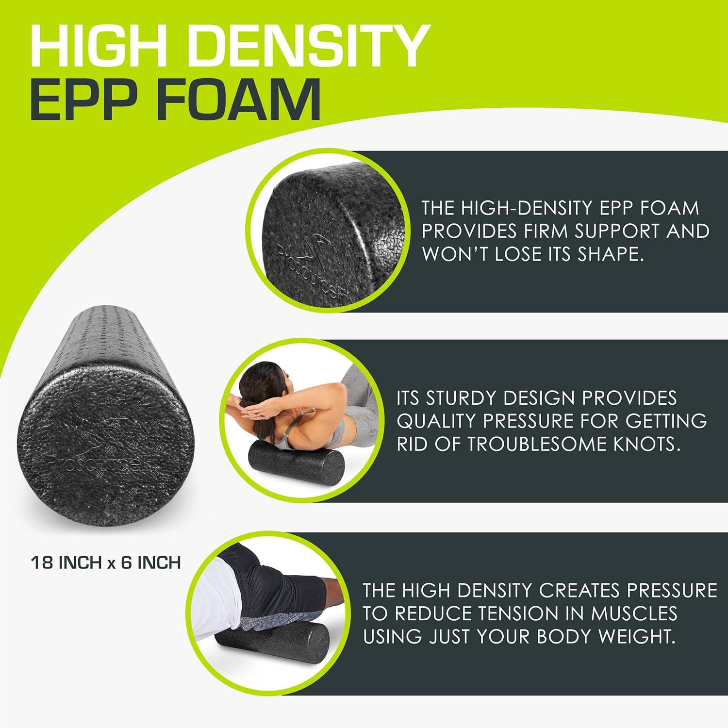 imageProsourceFit High Density Foam Rollers 36  inches LongFirm Full Body Athletic Massage Tool for Back Stretching Yoga Pilates Post Workout Muscle RecuperationBlack