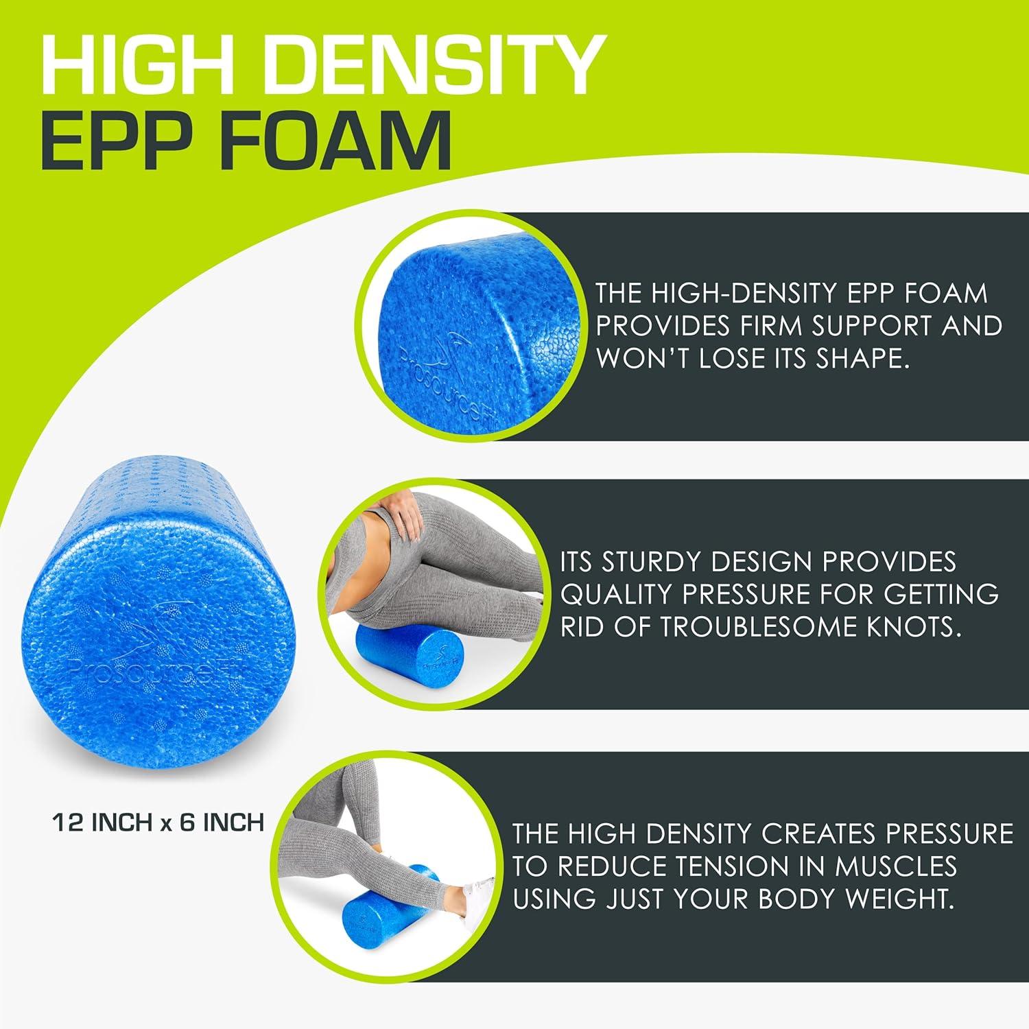 imageProsourceFit High Density Foam Rollers 36  inches LongFirm Full Body Athletic Massage Tool for Back Stretching Yoga Pilates Post Workout Muscle RecuperationBlue