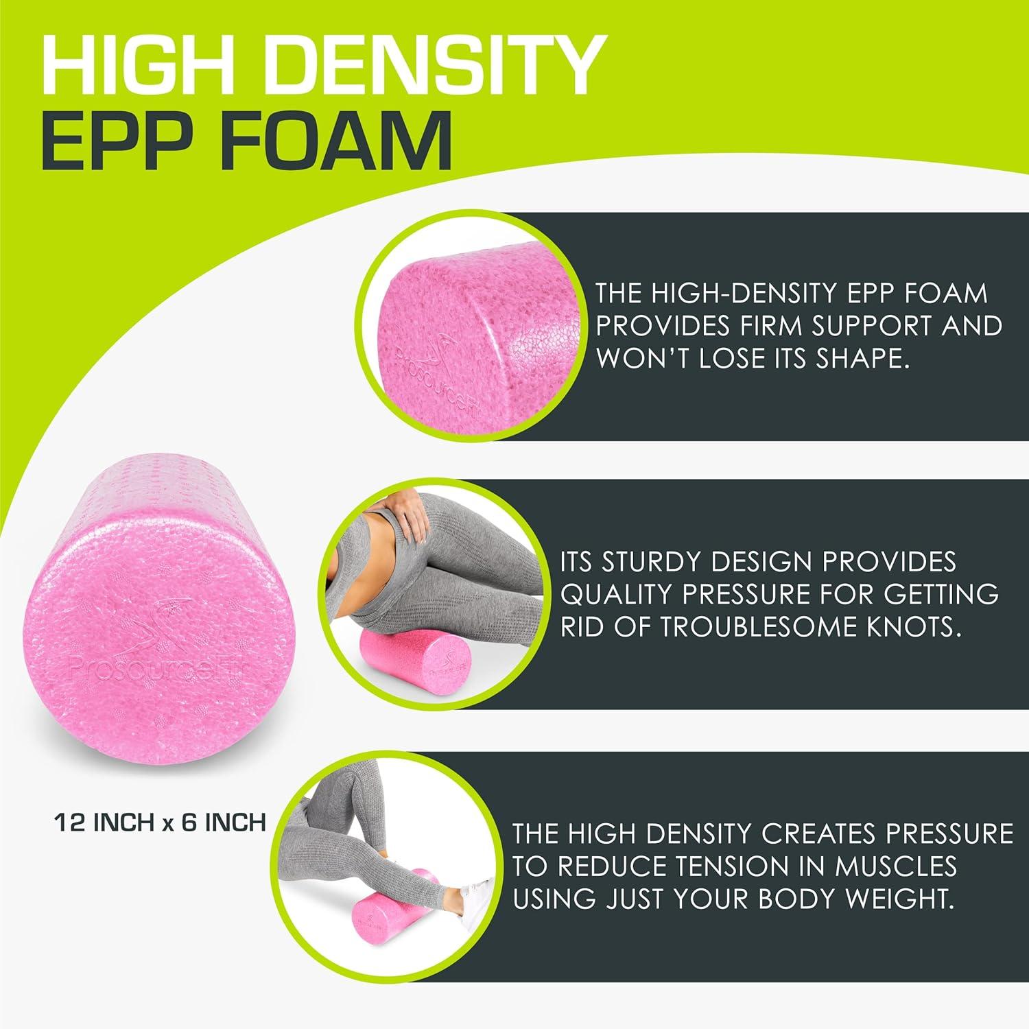 imageProsourceFit High Density Foam Rollers 36  inches LongFirm Full Body Athletic Massage Tool for Back Stretching Yoga Pilates Post Workout Muscle RecuperationPink
