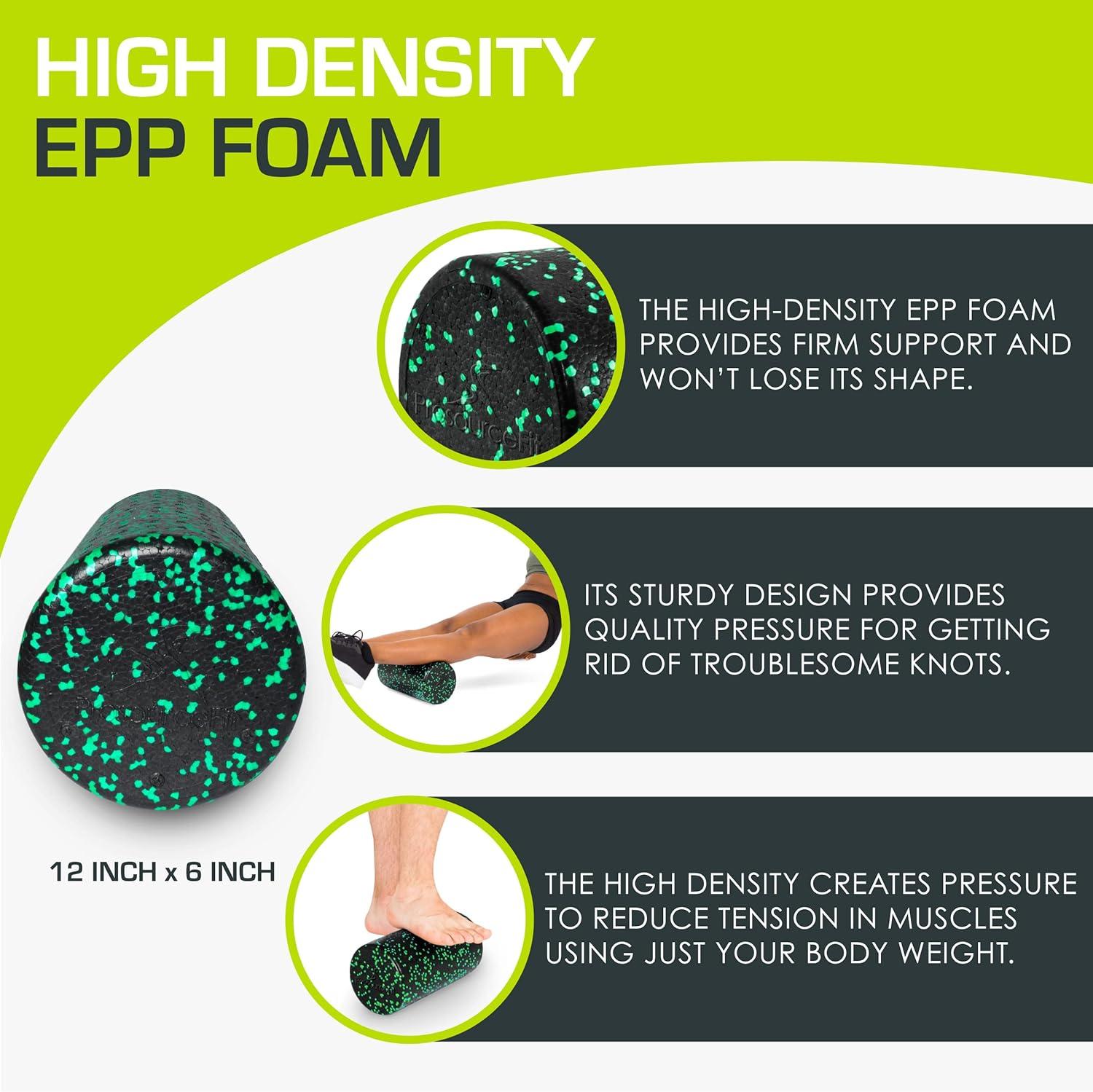 imageProsourceFit High Density Foam Rollers 36  inches LongFirm Full Body Athletic Massage Tool for Back Stretching Yoga Pilates Post Workout Muscle RecuperationBlackGreen