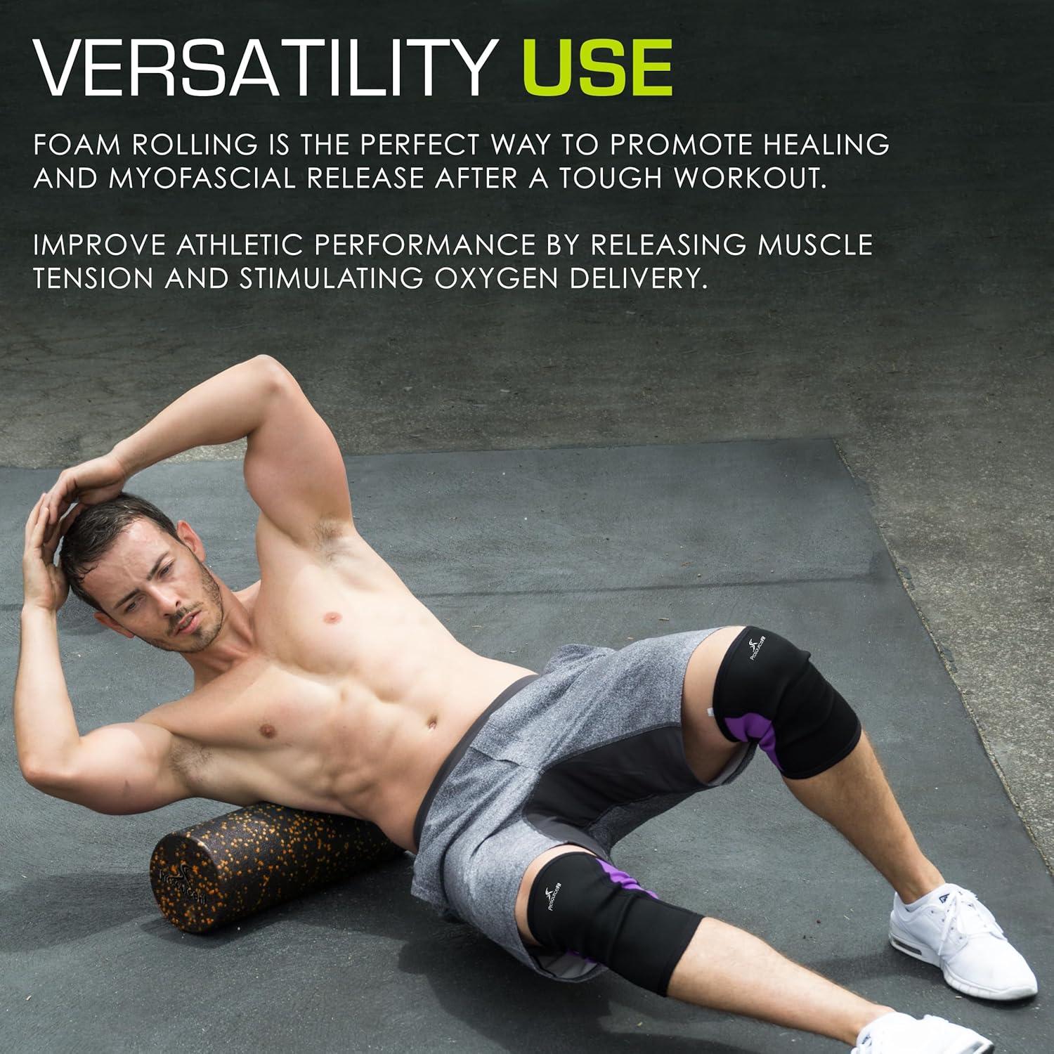 imageProsourceFit High Density Foam Rollers 36  inches LongFirm Full Body Athletic Massage Tool for Back Stretching Yoga Pilates Post Workout Muscle RecuperationBlackOrange