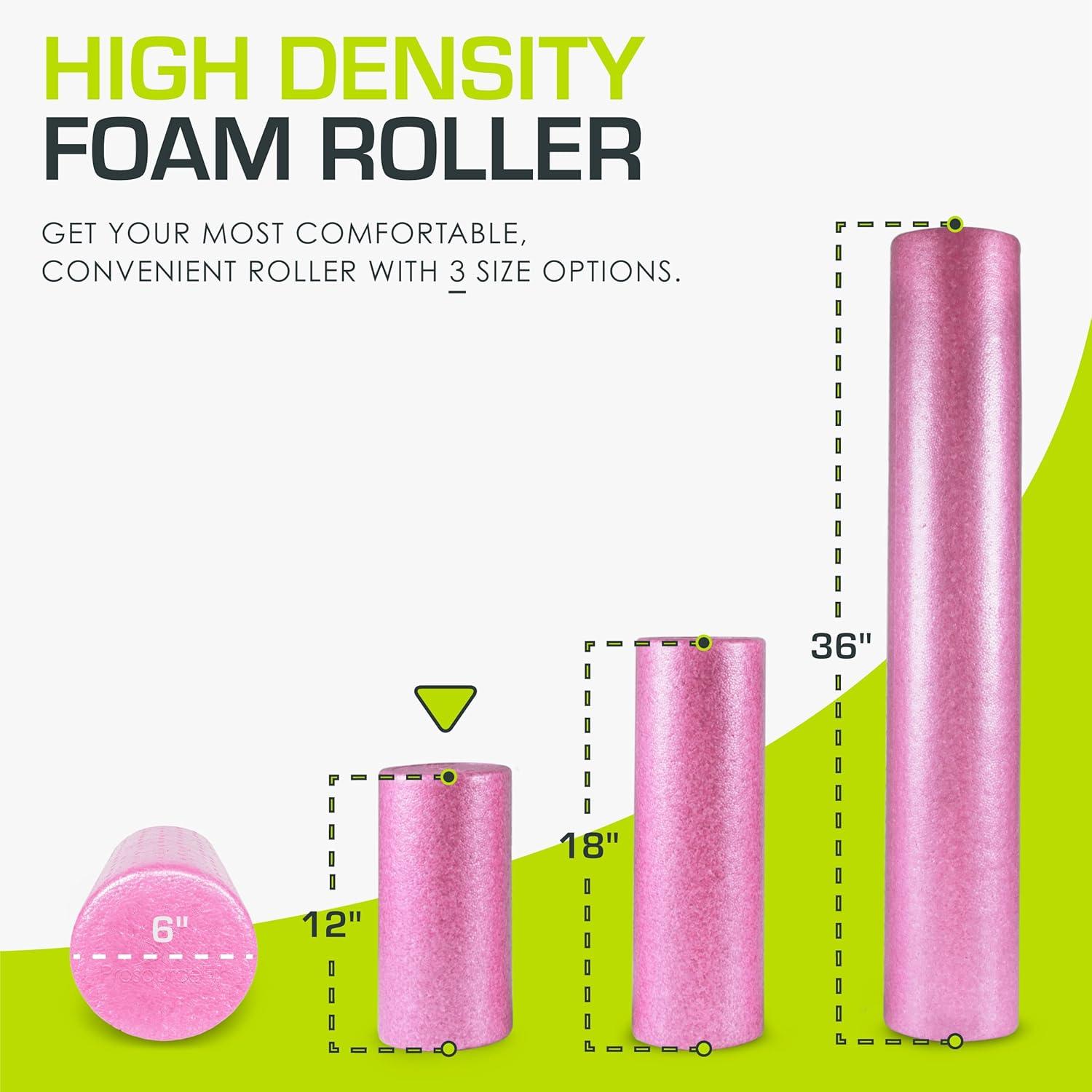 imageProsourceFit High Density Foam Rollers 36  inches LongFirm Full Body Athletic Massage Tool for Back Stretching Yoga Pilates Post Workout Muscle RecuperationPink