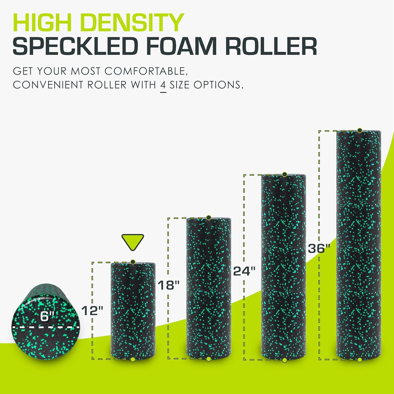 imageProsourceFit High Density Foam Rollers 36  inches LongFirm Full Body Athletic Massage Tool for Back Stretching Yoga Pilates Post Workout Muscle RecuperationBlackGreen