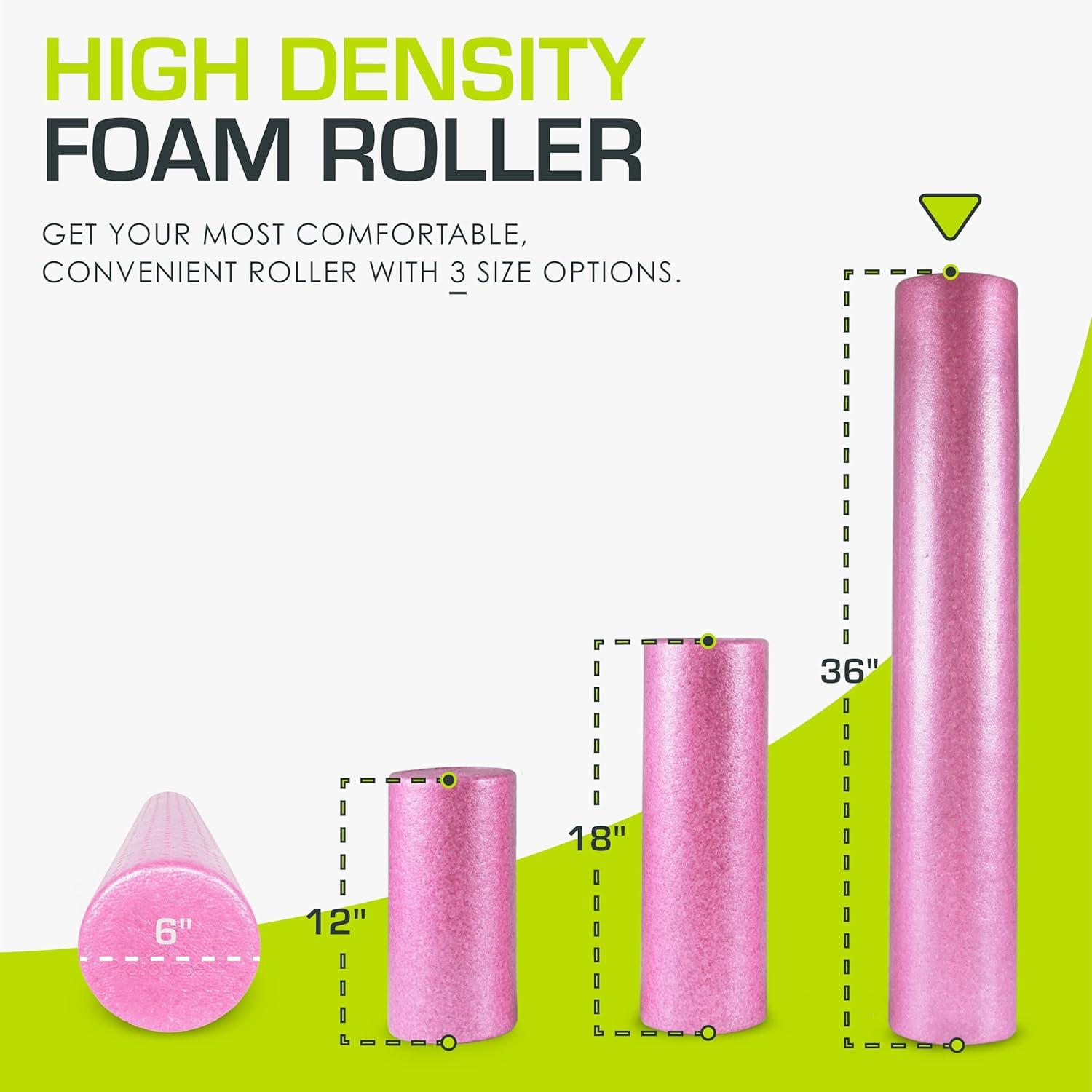 imageProsourceFit High Density Foam Rollers 36  inches LongFirm Full Body Athletic Massage Tool for Back Stretching Yoga Pilates Post Workout Muscle RecuperationPink