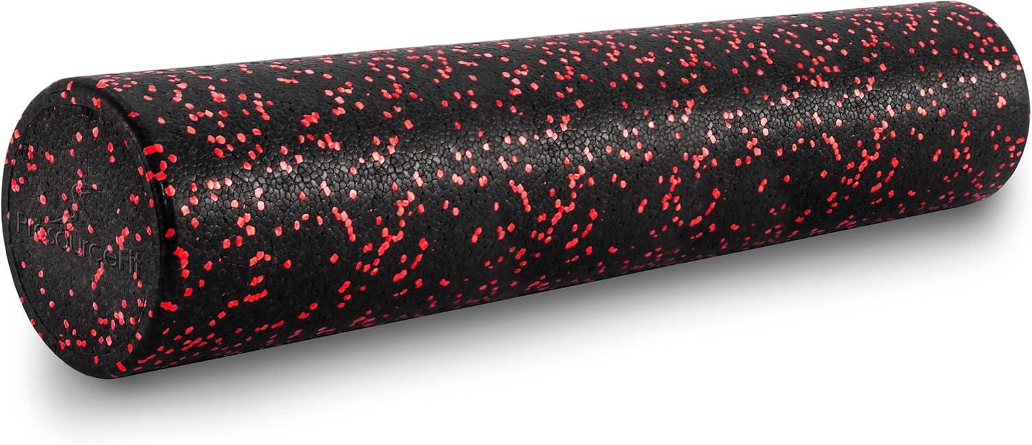 imageProsourceFit High Density Foam Rollers 36  inches LongFirm Full Body Athletic Massage Tool for Back Stretching Yoga Pilates Post Workout Muscle RecuperationBlackRed