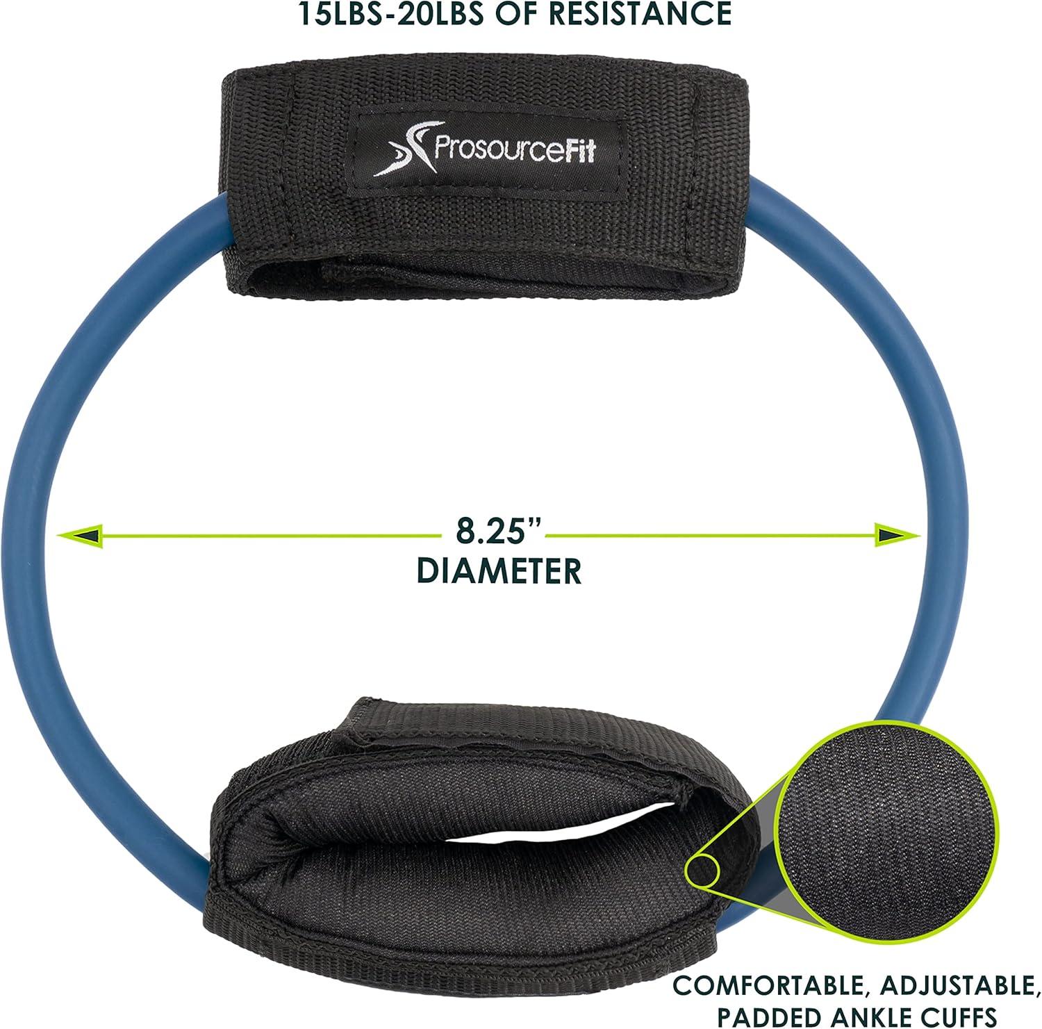 imageProsourceFit Leg Resistance Exercise Band Heavy Duty Tube 1520 pounds with Padded Ankle Cuffs for Lower Body Workouts